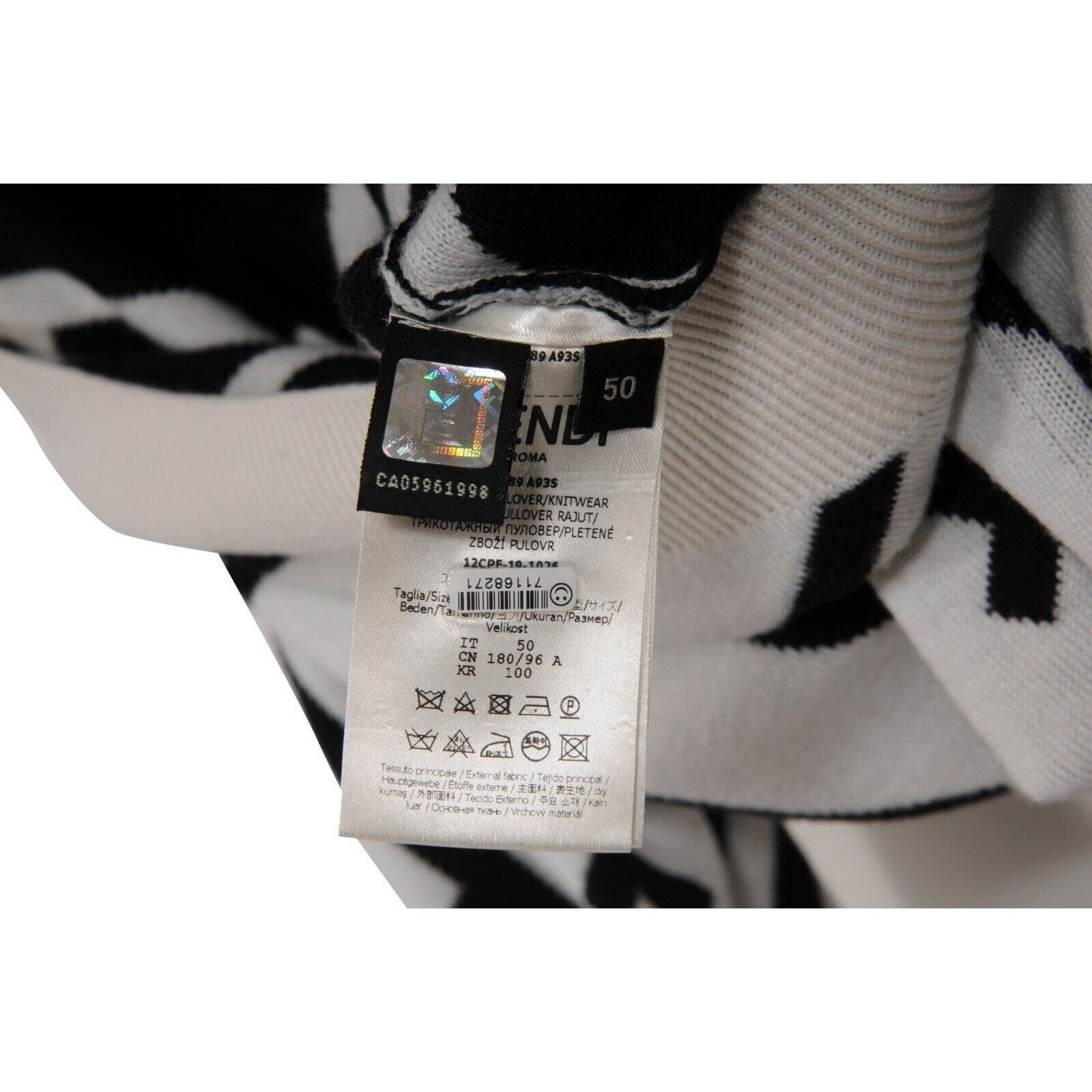 Fendi Geometric FF Logo Sweater Tan Black Wool Pullover Size US L / EU 52-54 / 3 - 7 Thumbnail
