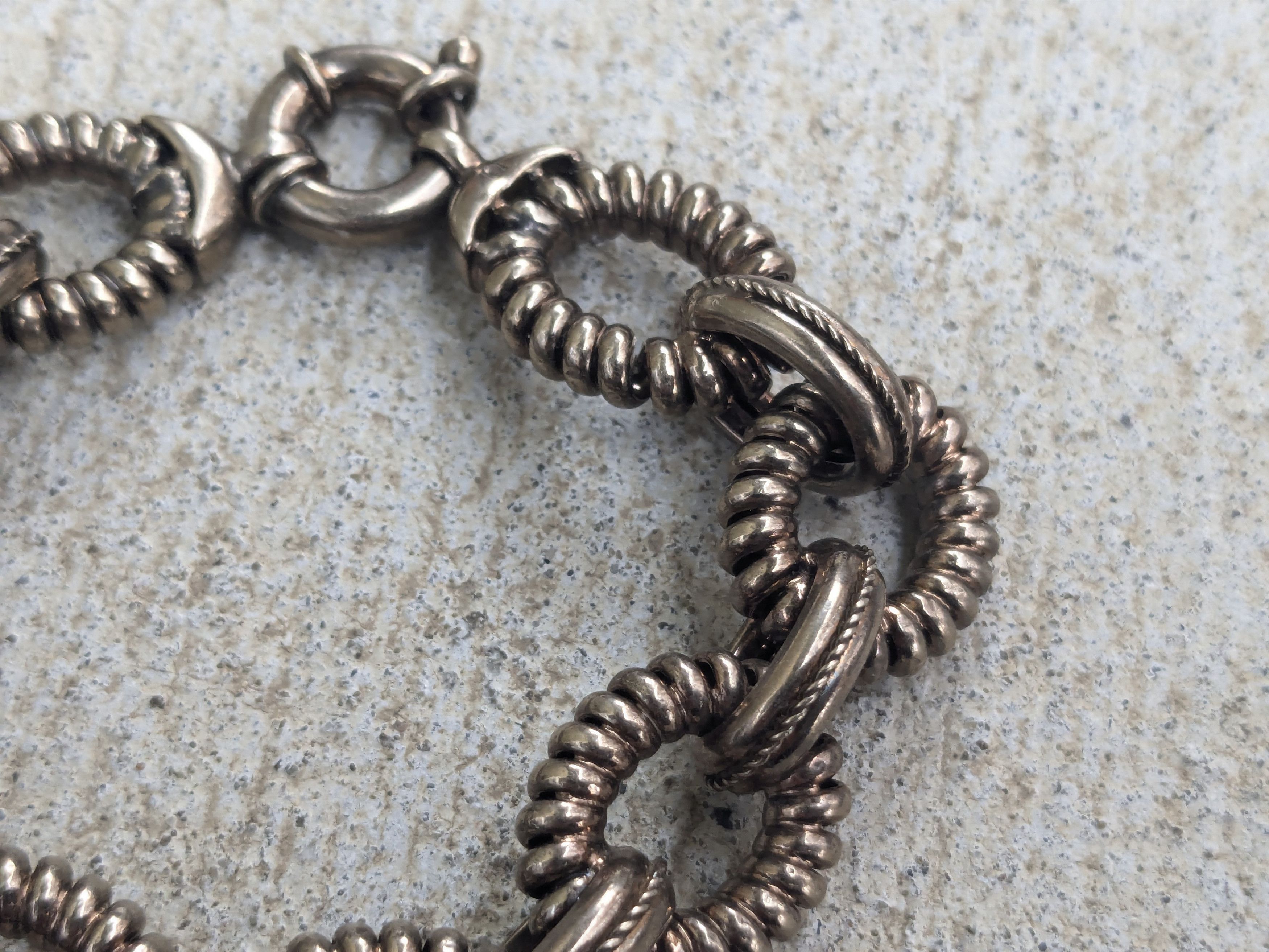 Jewelry Vintage Sterling Silver Bracelet Oval Thick Chunky 7.75 Size ONE SIZE - 7 Thumbnail