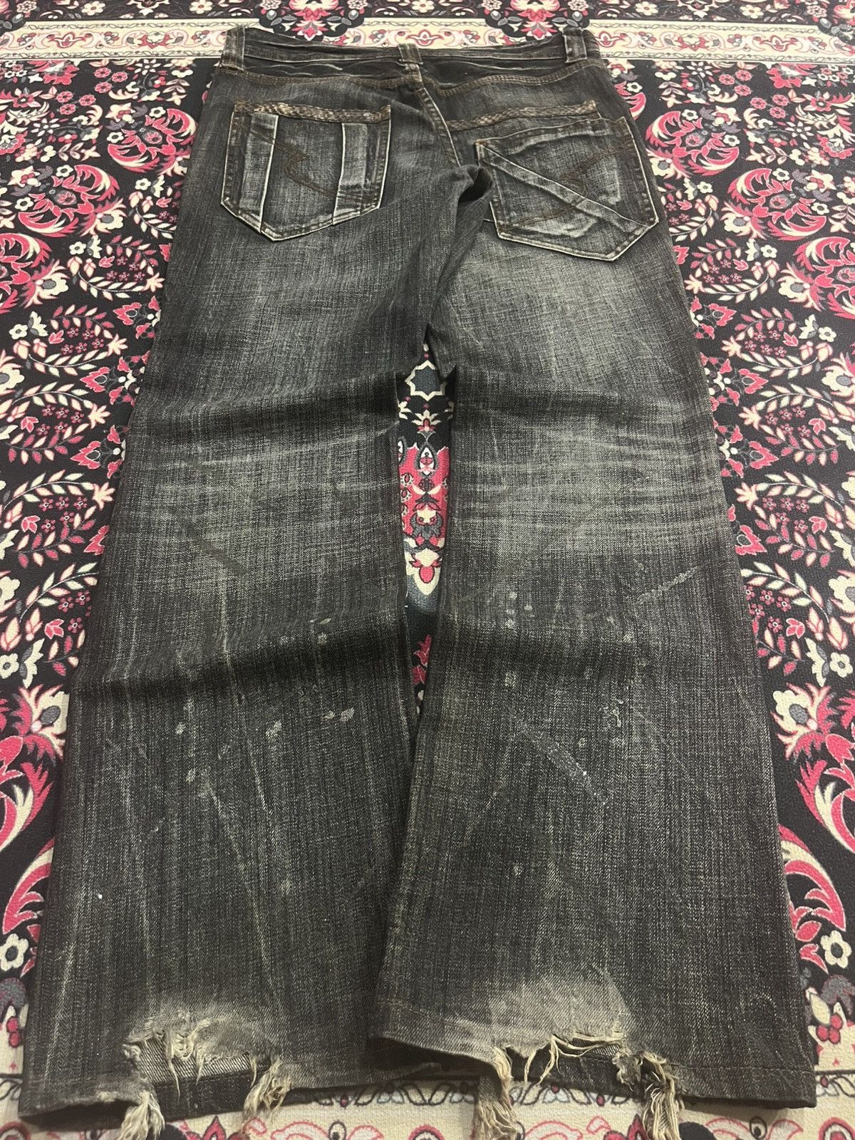 semanticdesign Semantic Design Snakeskin Distressing Fringe Mud Flare Jeans Size US 32 / EU 48 - 2 Thumbnail