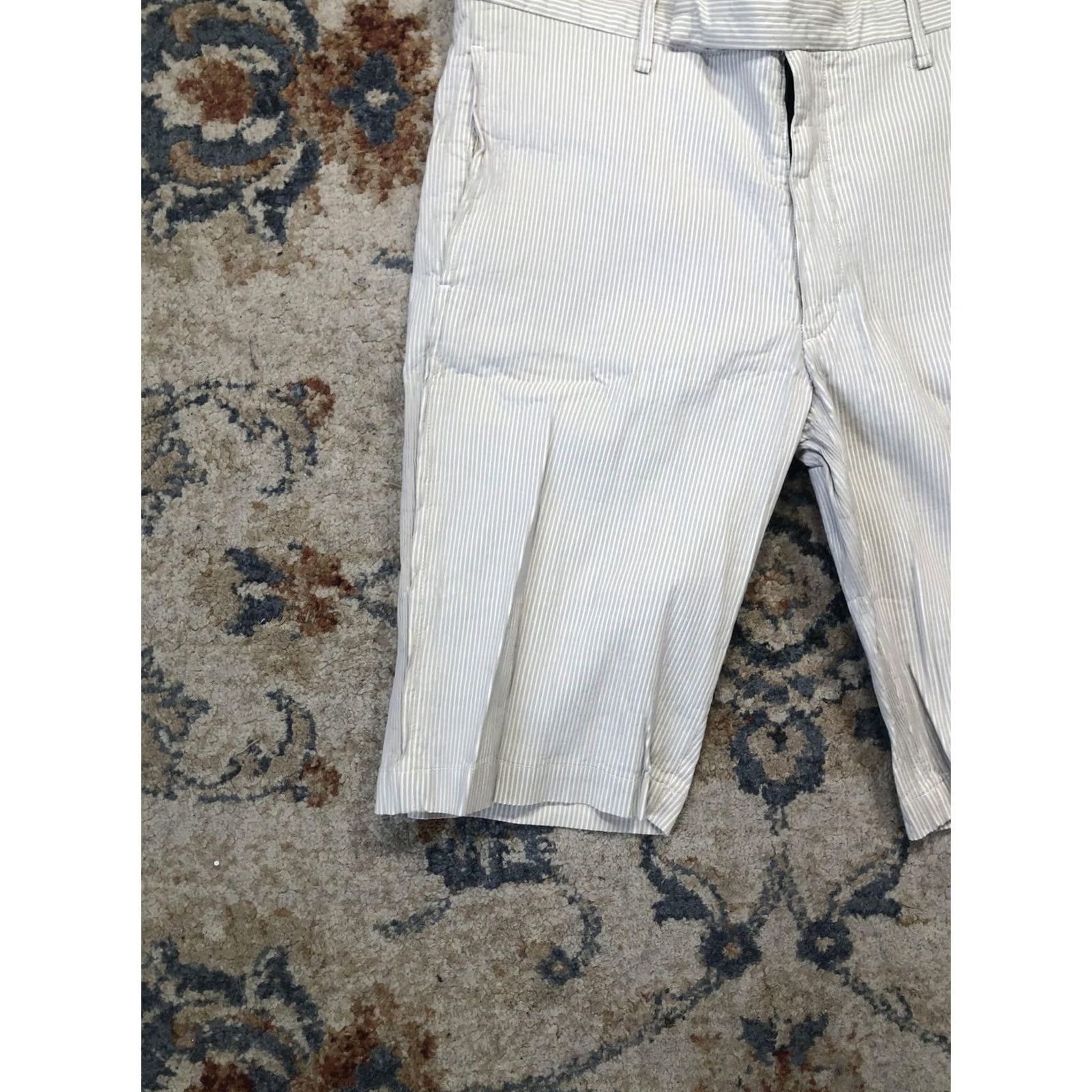 Rag & Bone Rag & Bone Shorts Mens 34 Beige Striped Chino 12 Inseam Cotton USA Casual Summer Size US 34 / EU 50 - 4 Thumbnail