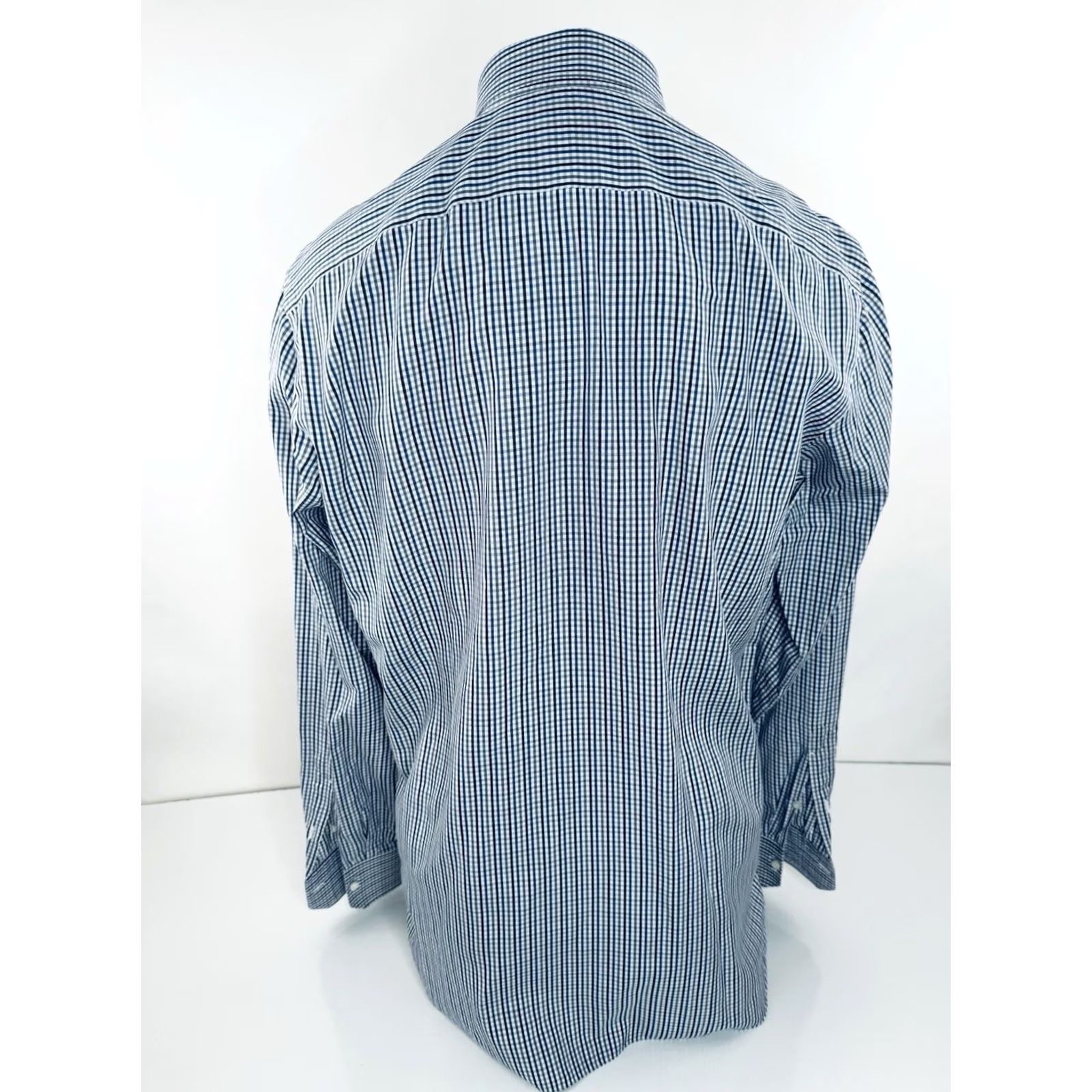 Isaia ISAIA Shirt Mens 41 / 16 Plaid Dress Shirt Long Sleeve White Black Blue 00 EXCELLENT Size US L / EU 52-54 / 3 - 4 Thumbnail