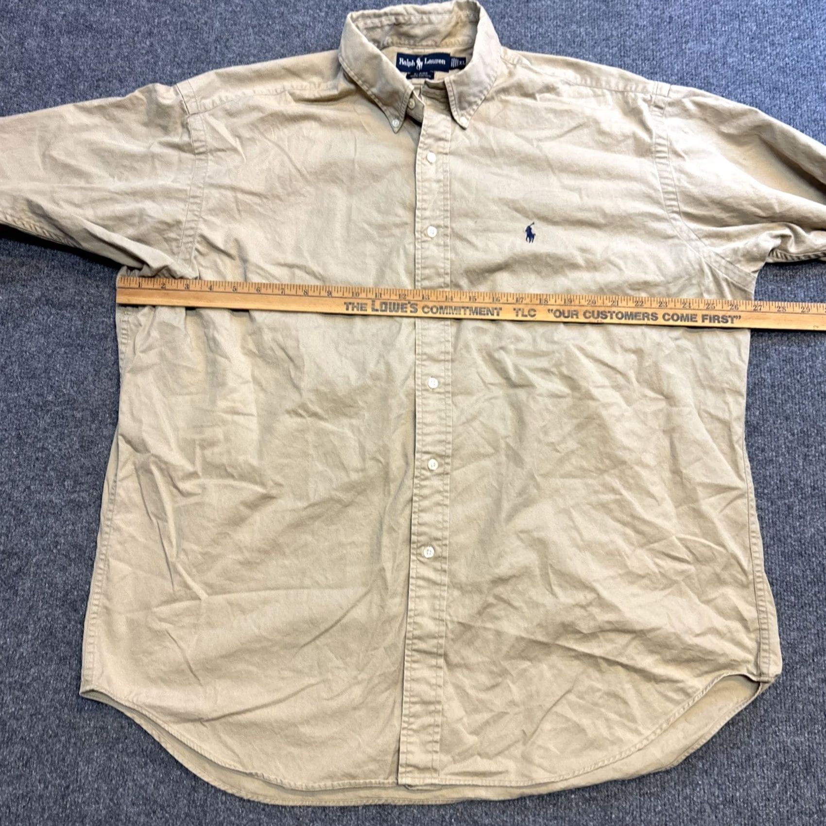 Ralph Lauren Ralph Lauren Blair Shirt Mens XL Beige Button Up Pony Logo Preppy Beach Size US XL / EU 56 / 4 - 4 Thumbnail