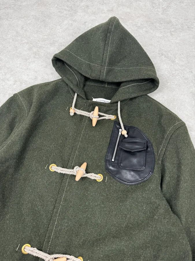 Maison Margiela AW2021 Maison Margiela Montgomery Green Wool & Leather Hooded Coat Size US M / EU 48-50 / 2 - 5 Thumbnail