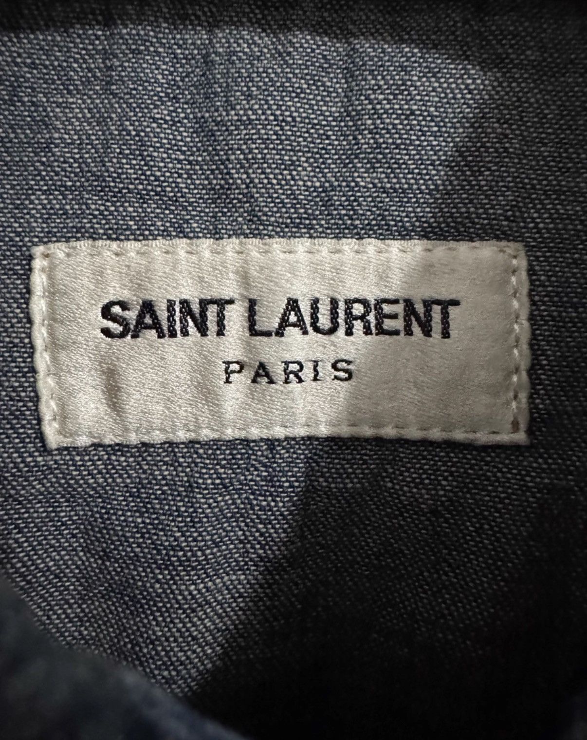 Saint Laurent Paris Saint Laurent Dark Blue Cat's Eye Double-Pocket Denim Shirt Size US M / EU 48-50 / 2 - 4 Thumbnail