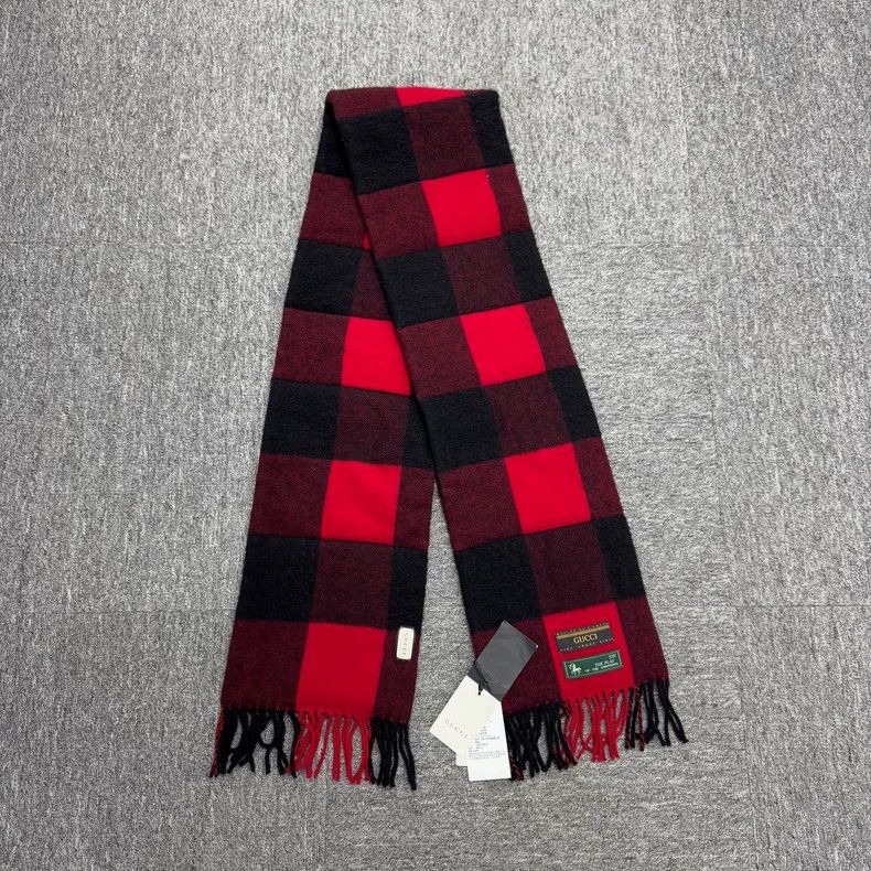 Gucci Gucci Black and red plaid thickened wool scarf 2503-Nextarr Size ONE SIZE - 1 Thumbnail