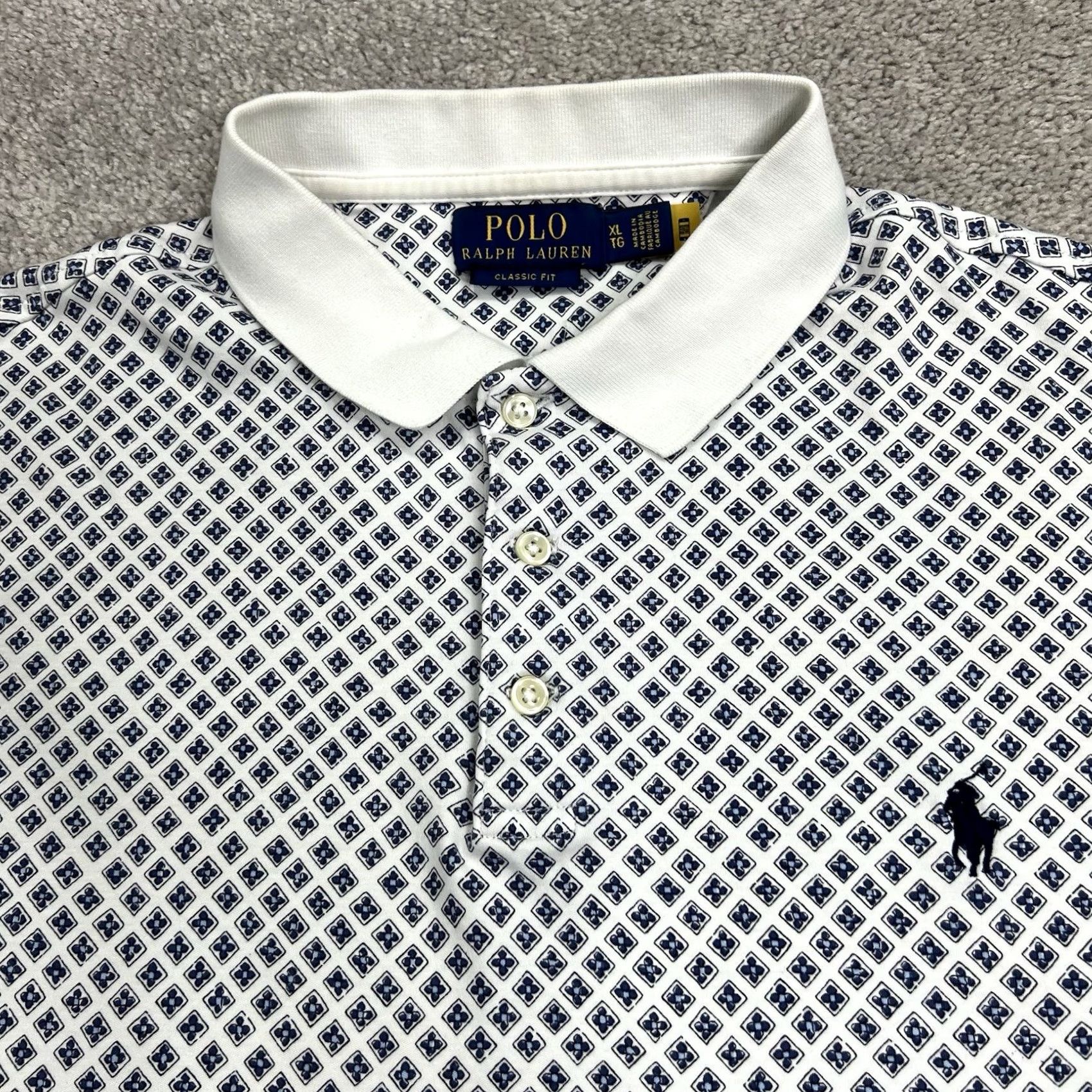 Polo Ralph Lauren Polo Ralph Lauren Shirt Mens XL Classic Fit Blue White Geometric Short Sleeve Size US XL / EU 56 / 4 - 3 Thumbnail