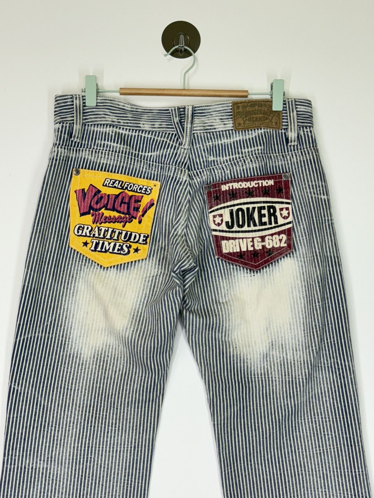 Designer × Japanese Brand × Vintage Vintage Og Jeans Patches Printed Pocket Distressed Stripe Size US 32 / EU 48 - 9 Thumbnail