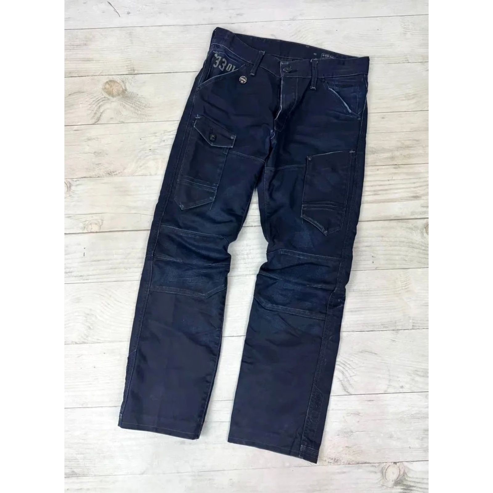 G-Star VINTAGE G-Star Jeans Men 33 Blue Denim 5-Pocket Logo Cargo Straight 90s 2000s Y2K Pants Size US 33 - 2 Thumbnail