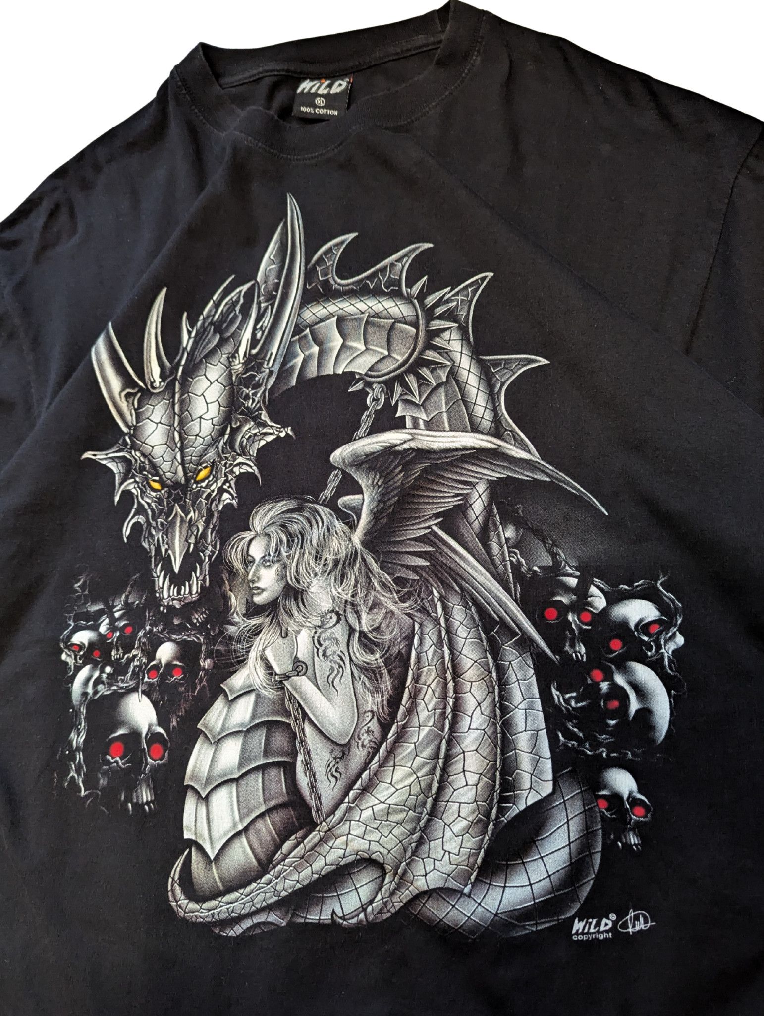 Vintage Vintage Dragon Graphic T-Shirt – Y2K Fantasy Goth Tee Size US XL / EU 56 / 4 - 5 Thumbnail