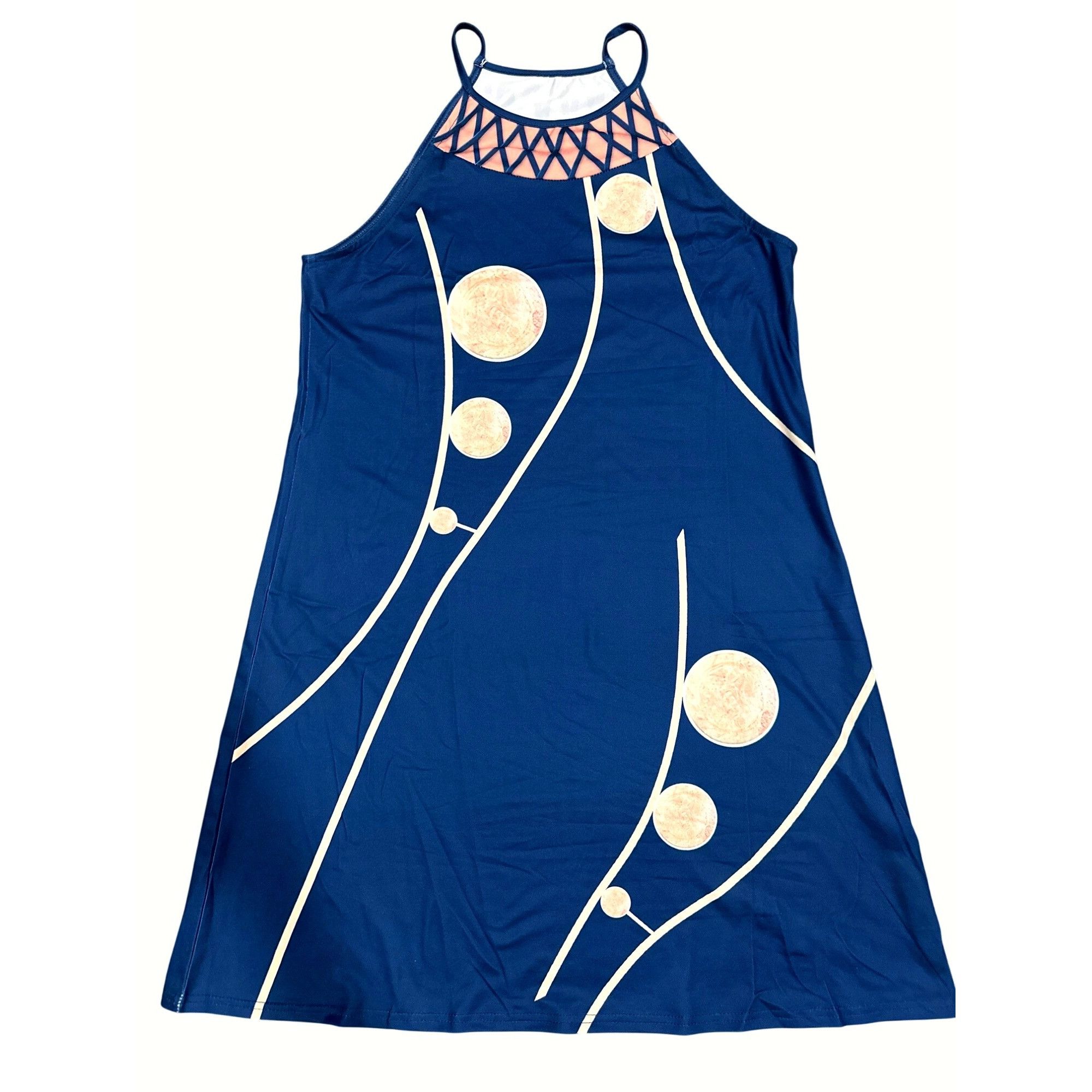 Other CCC Navy Blue Sleeveless Geometric Print Dress Mesh Detail C Size L / US 10 / IT 46 - 5 Thumbnail