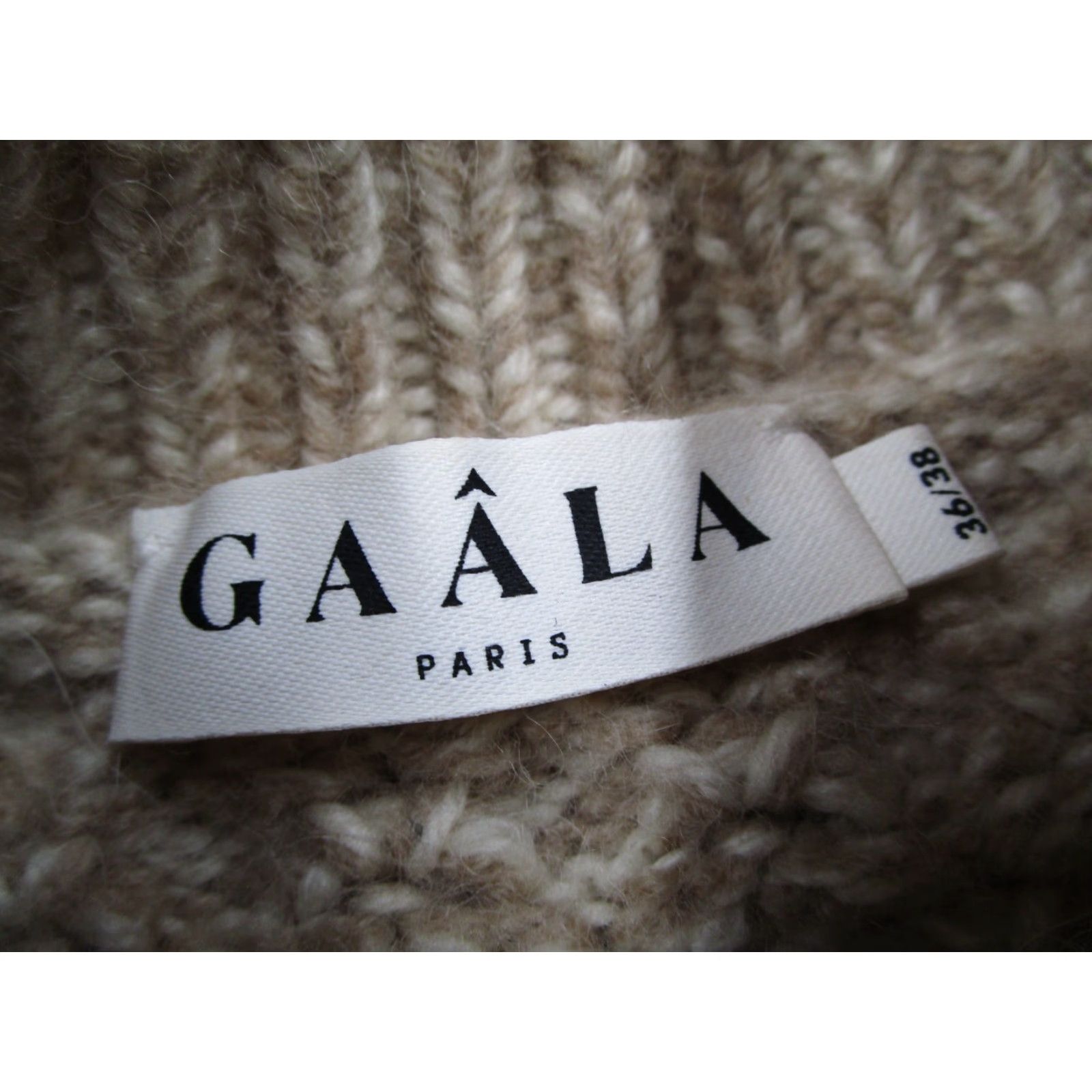 Vintage VINTAGE Gaala Paris Sweater Women 36 Beige Wool Turtleneck Pullover Chunky Long Sleeve - Bohemian Classic 90s Womens? Size XS / US 0-2 / IT 36-38 - 2 Thumbnail