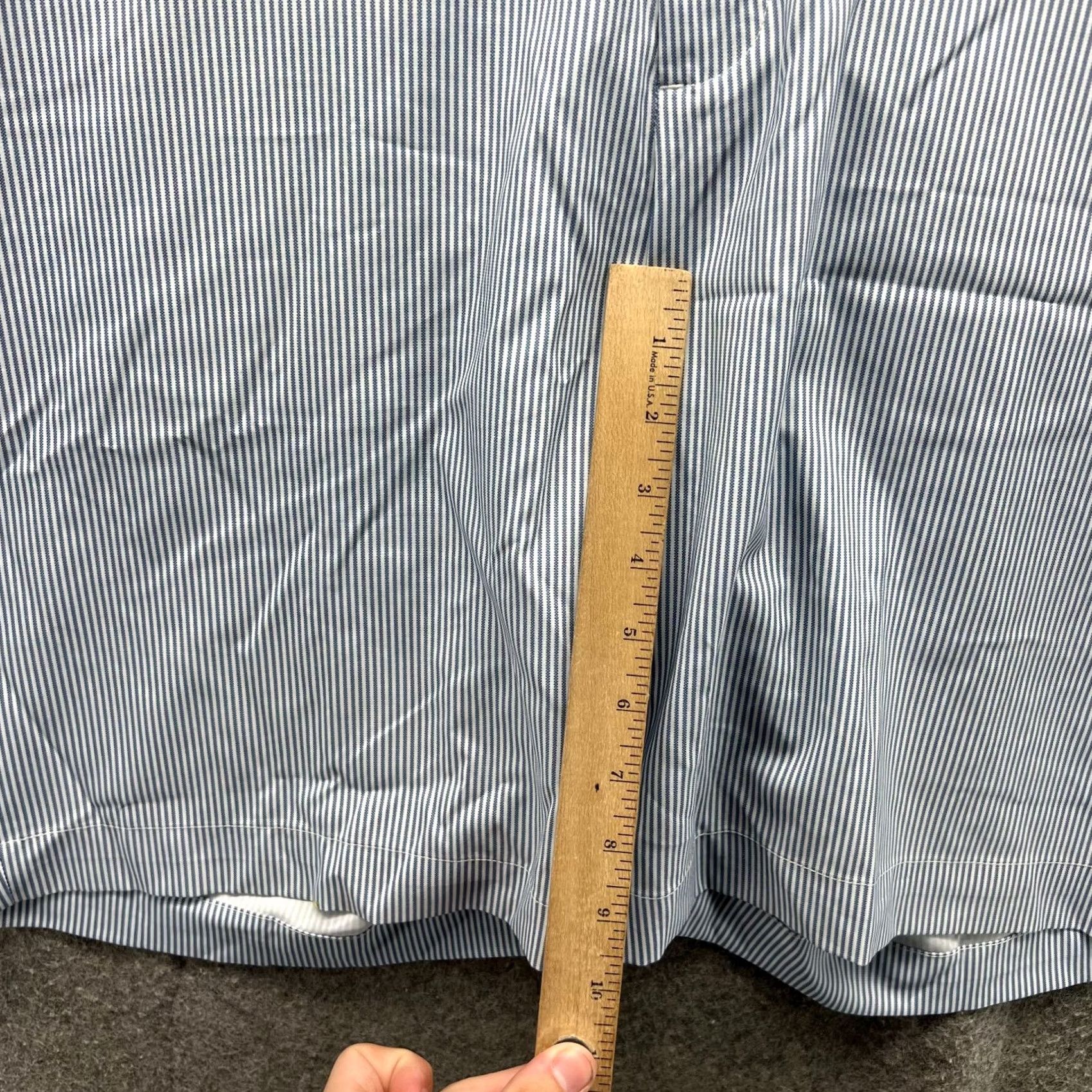 Vintage Greg Norman Shorts Mens 38 Blue Striped Chino Flat Front Polyester Spandex Pockets Slim Casual Travel” Size US 38 / EU 54 - 6 Thumbnail