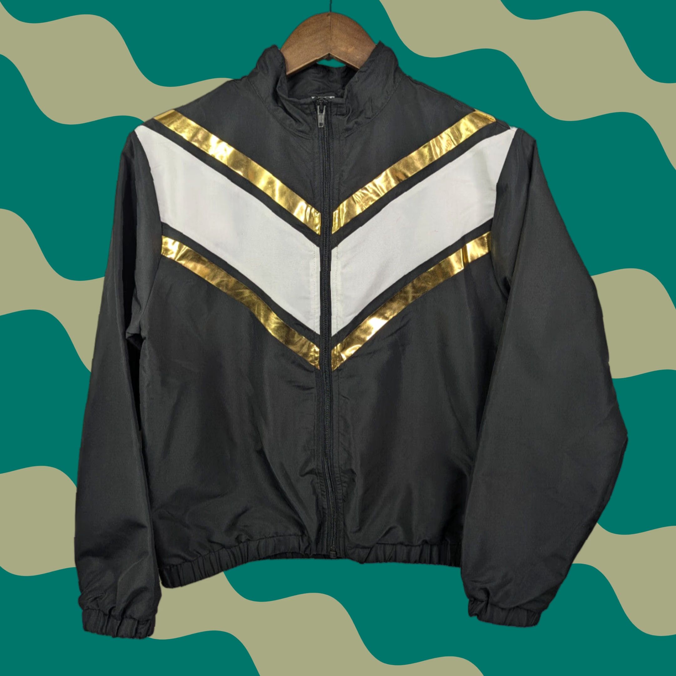 DANCER Weissman Windbreaker Jacket Women L Black Cheveron Zip Front Lightweight Size L / US 10 / IT 46 - 1 Thumbnail