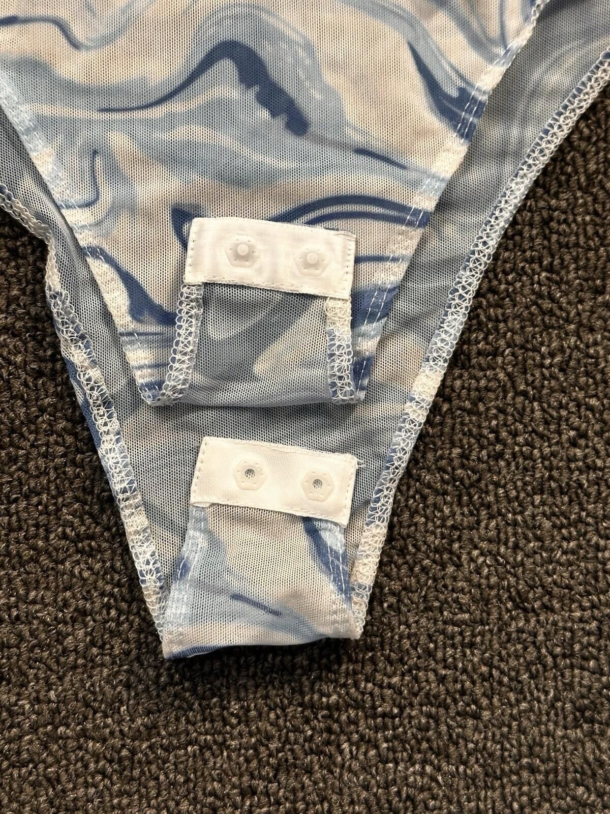 Primark Primark Blue/White Stretch Snap Long Sleeve Bodysuit Size M Size ONE SIZE - 2 Thumbnail