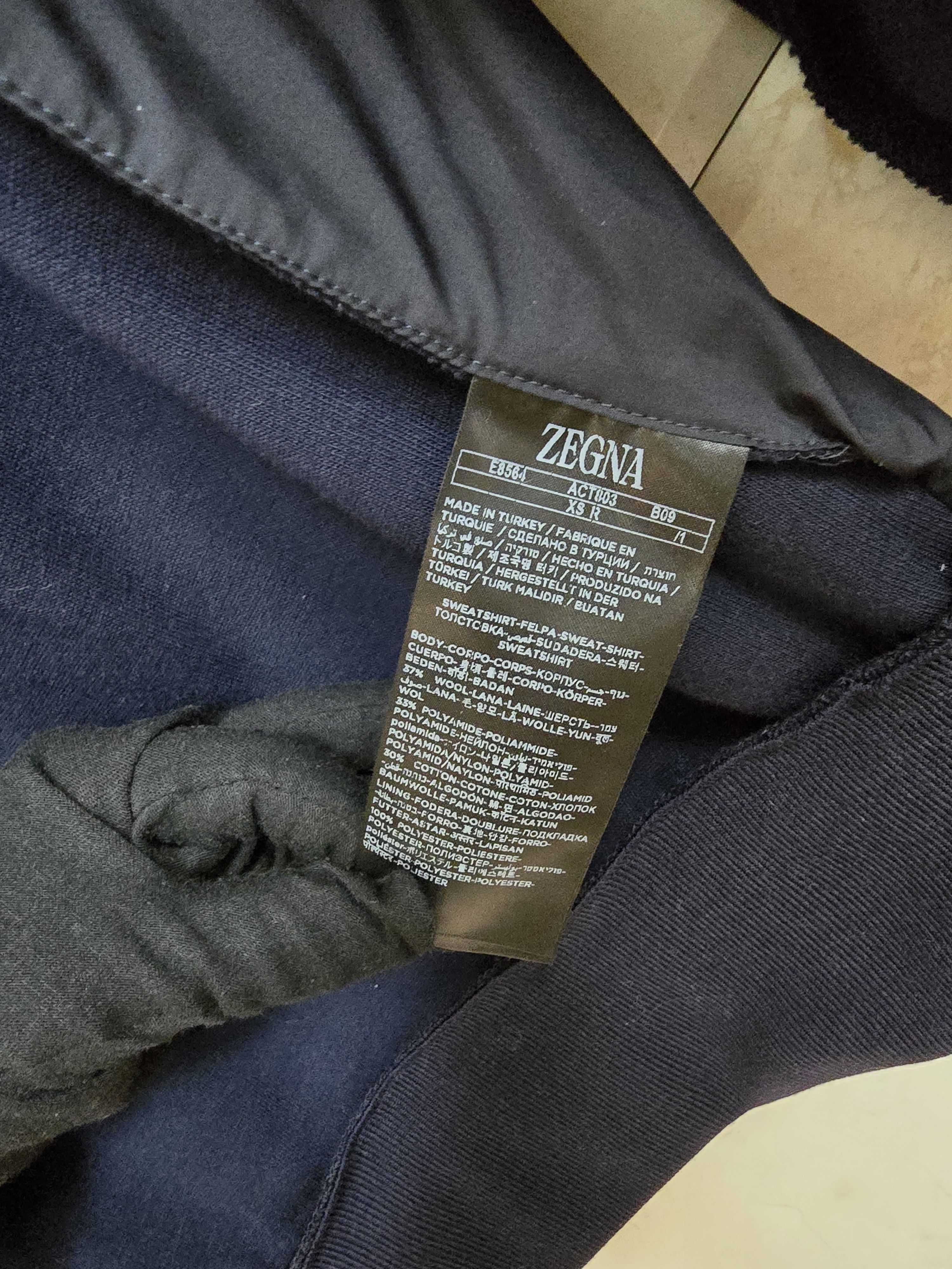 Ermenegildo Zegna ZEGNA Navy Blue High Performance™ Wool Blend Hoodie Size US S / EU 44-46 / 1 - 9 Thumbnail