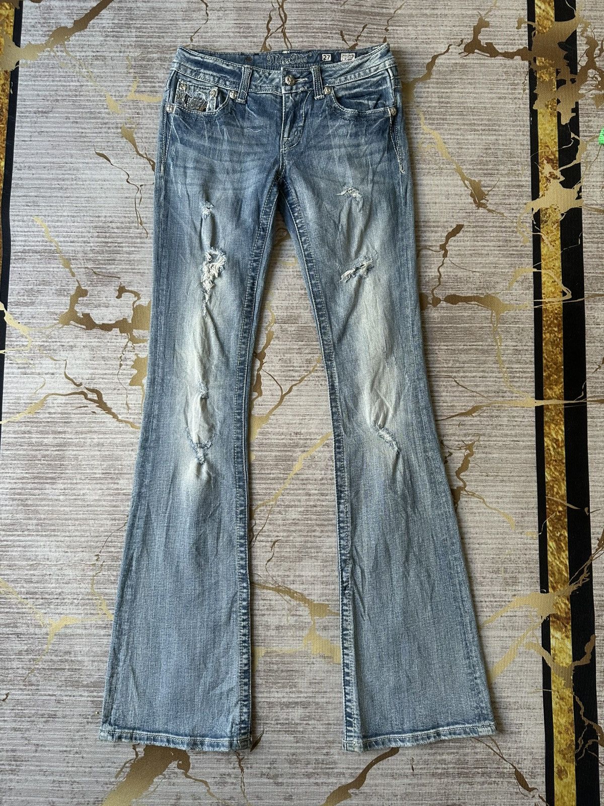 Miss Me FLARE Miss Me Distressed Swaroski Design Jeans Size 28" / US 6 / IT 42 - 3 Thumbnail