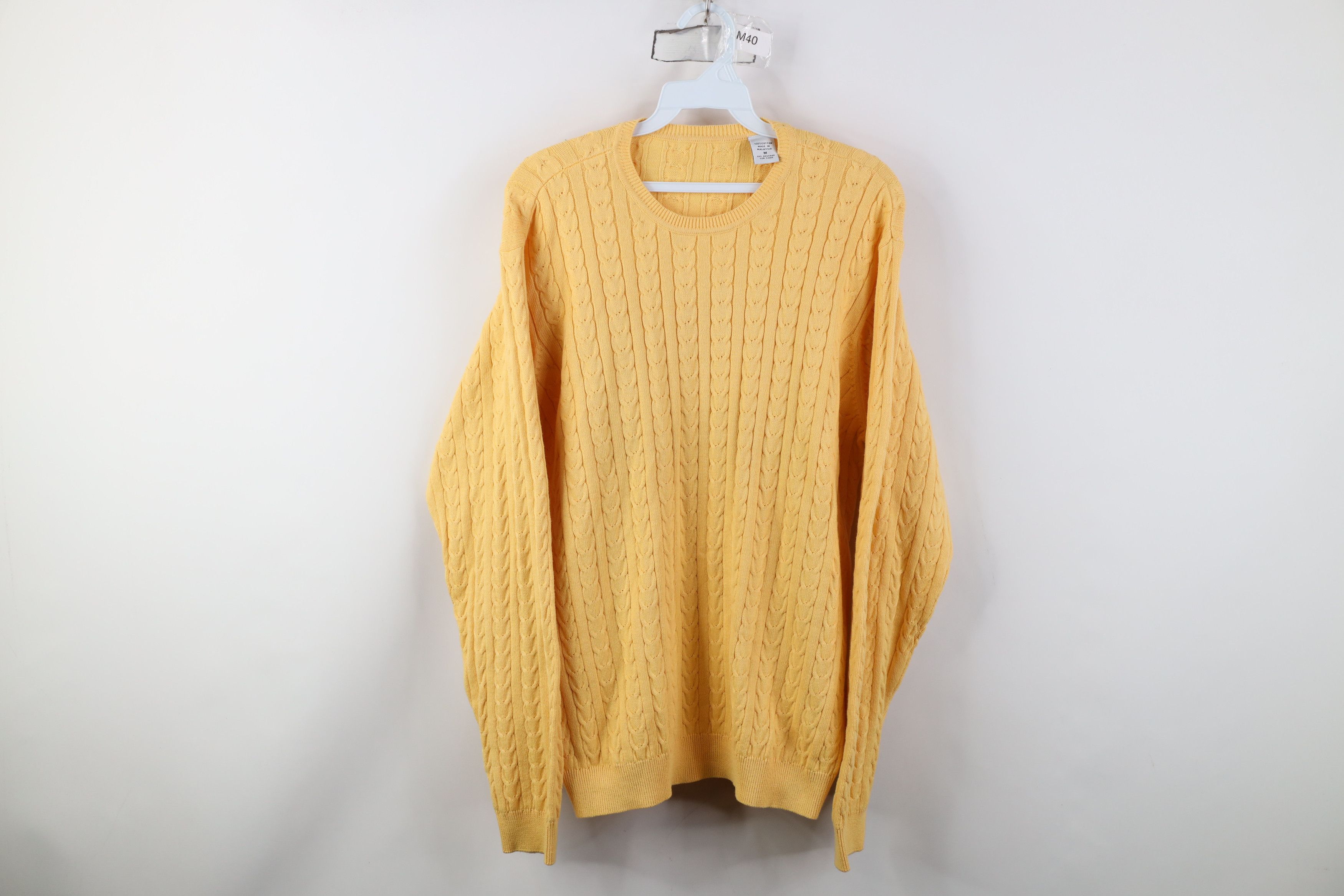 Vintage Vintage 90s Streetwear Chunky Cable Knit Sweater Yellow Size US M / EU 48-50 / 2 - 1 Thumbnail