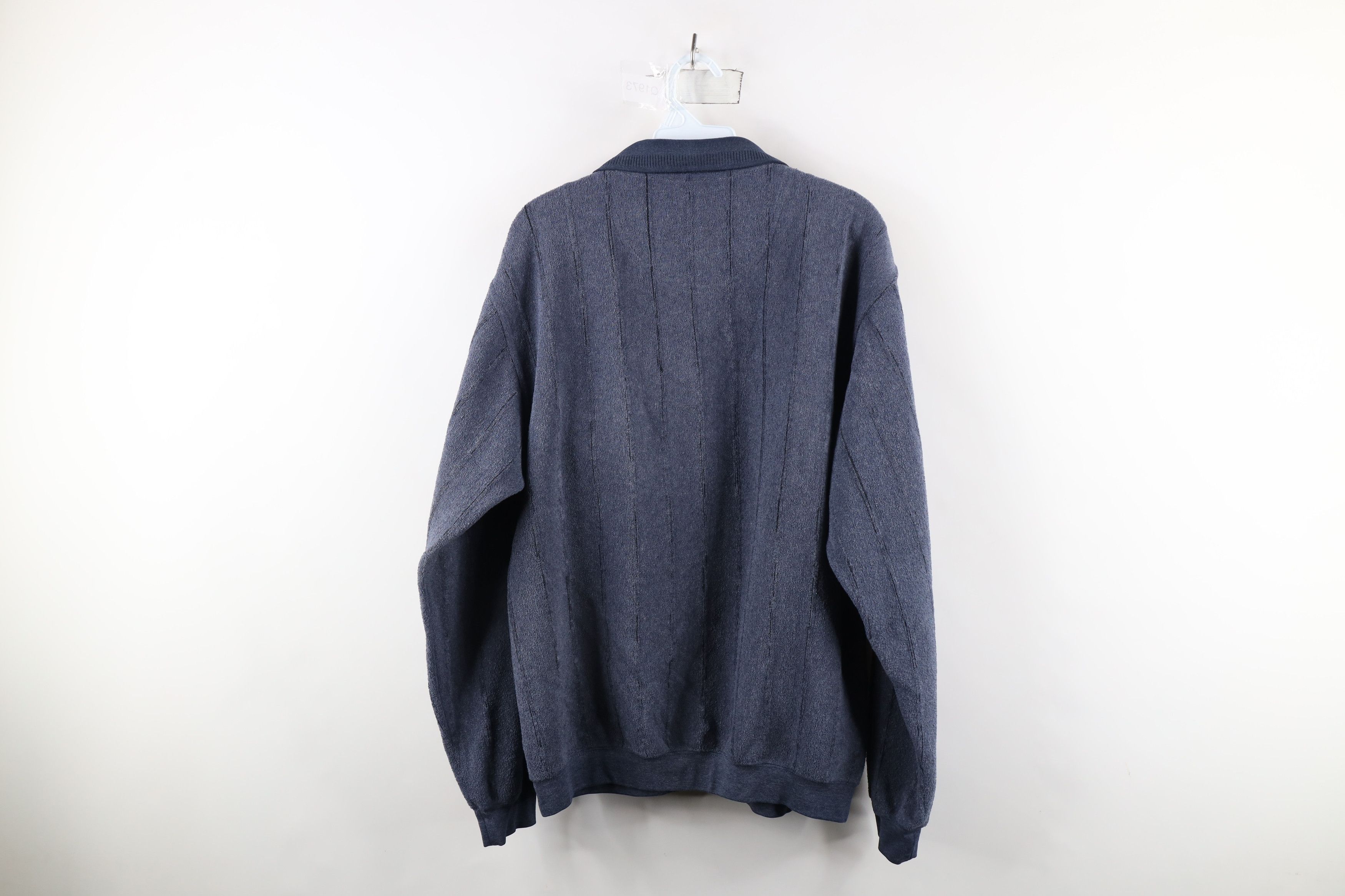 Vintage Vintage 90s Streetwear Collared Fleece Sweatshirt Blue Size US L / EU 52-54 / 3 - 6 Thumbnail