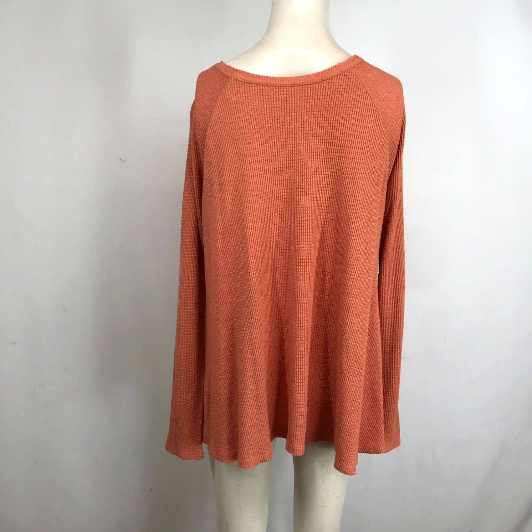 Vintage We The Free Shirt Womens M Orange WOMEN LONG SLEEVE WAFFLE KNIT TOP Size M / US 6-8 / IT 42-44 - 5 Thumbnail
