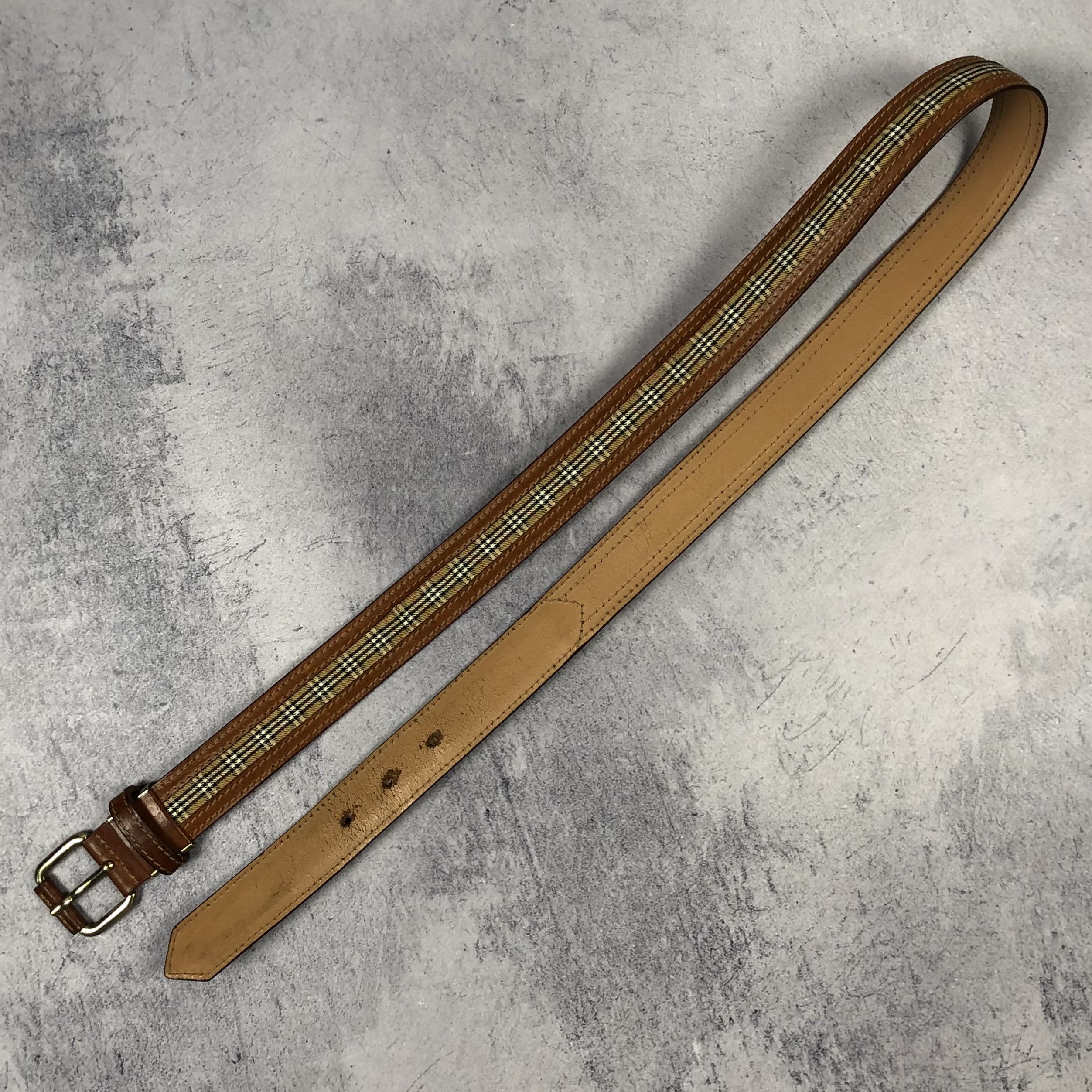 Burberry Vintage 90s Burberrys Nova Check Leather Belt Size ONE SIZE - 6 Thumbnail