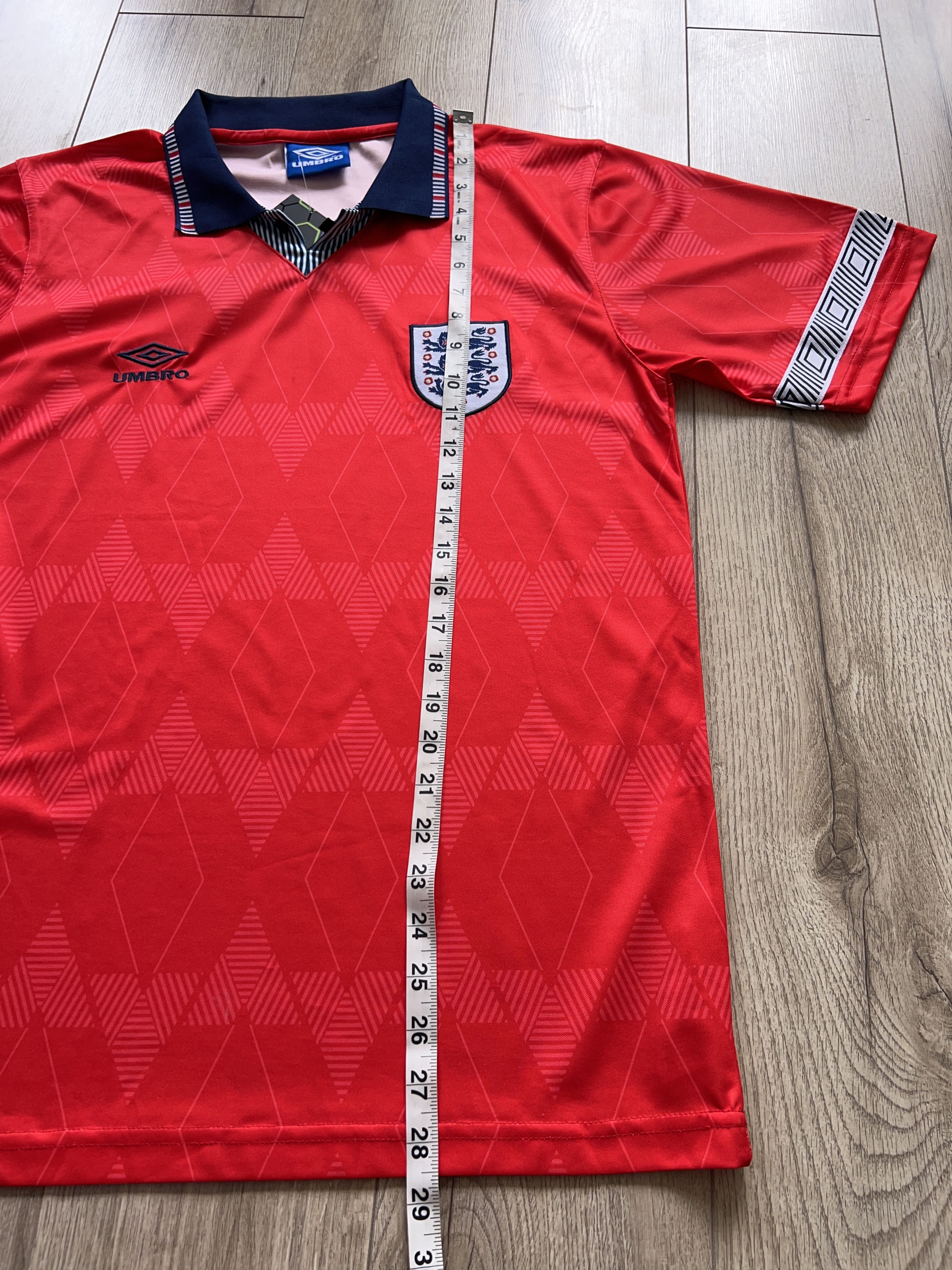 Umbro England National Team 1992 1993 Reproduction T Shirt Jersey Size US L / EU 52-54 / 3 - 7 Thumbnail