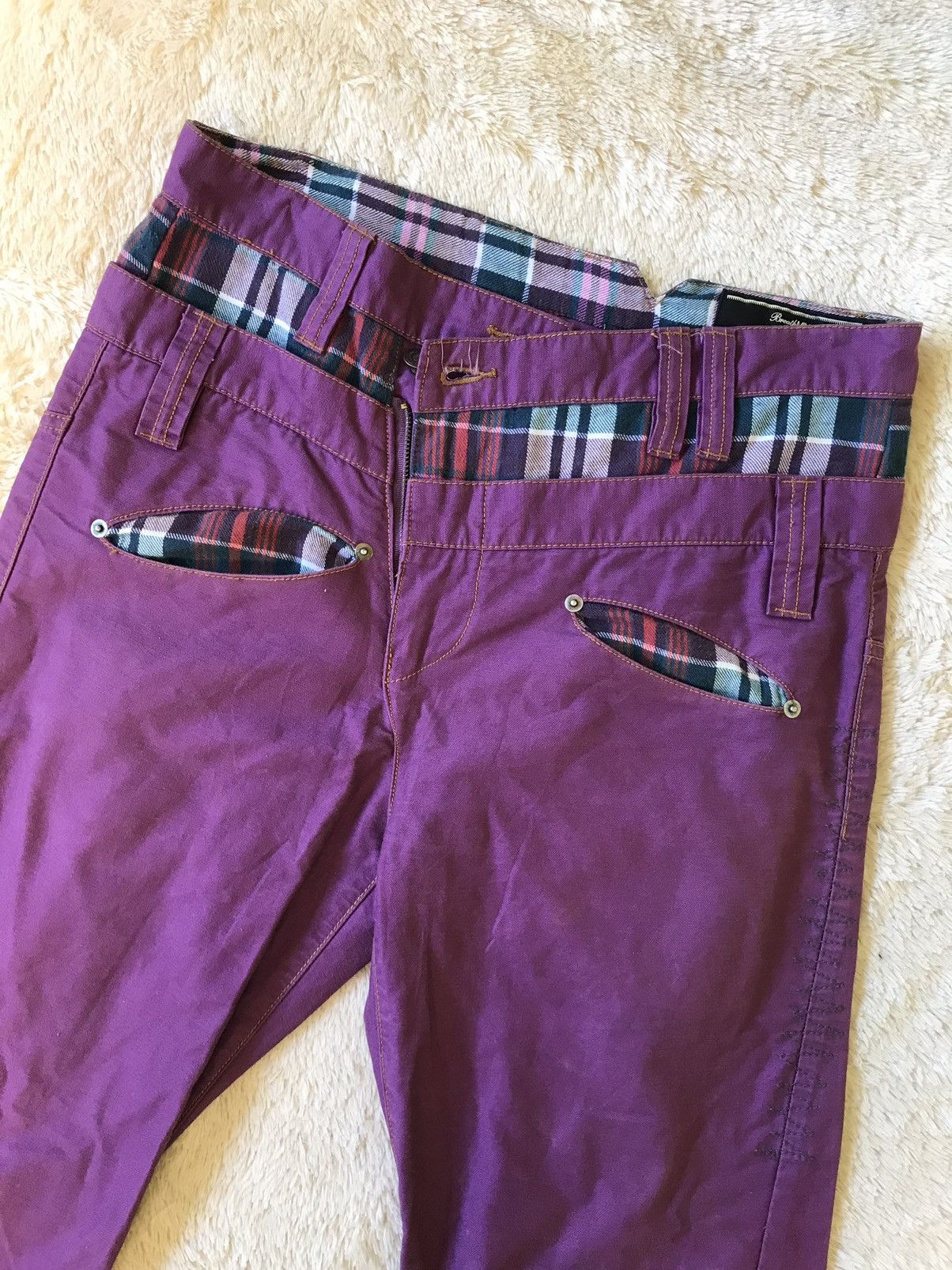 Japanese Brand Breath Mint BRTHBREATH Double Waist Purple Punk Style Size 28" / US 6 / IT 42 - 2 Thumbnail