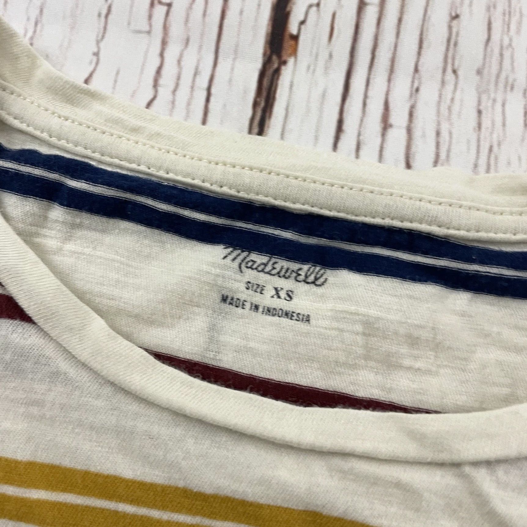 Madewell Madewell Short Sleeve T-Shirt Women XS Beige Striped Shirt, Womens, T-Shirt, XS Size XS / US 0-2 / IT 36-38 - 2 Thumbnail