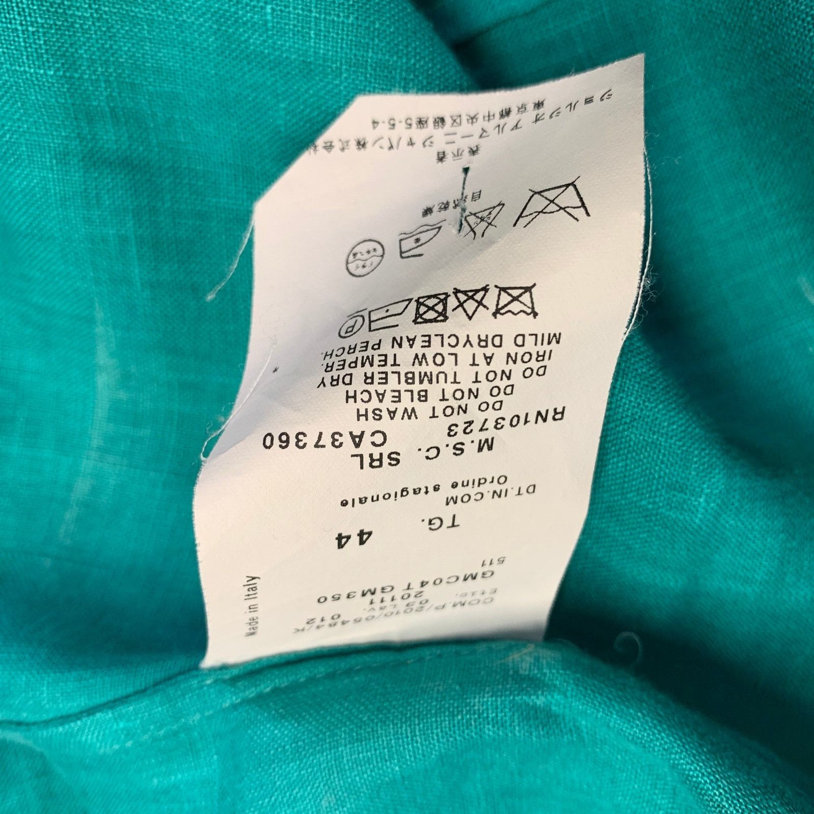 Giorgio Armani GIORGIO ARMANI Size 8 Teal Linen 3/4 Sleeves Shirt Size M / US 6-8 / IT 42-44 - 8 Thumbnail