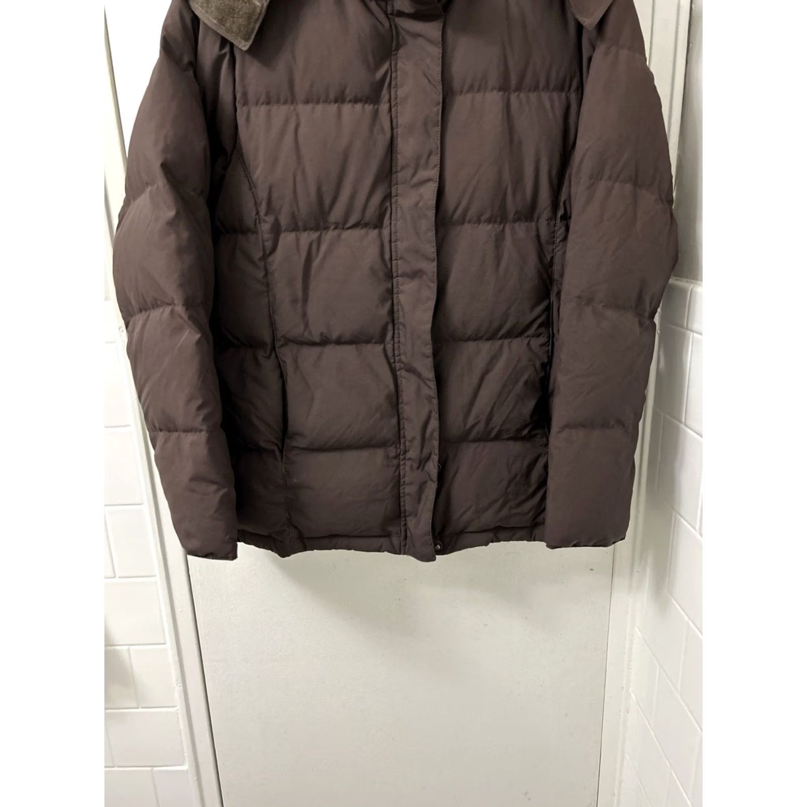 Vintage L.L. Bean Puffer Jacket Womens S Brown Fur Hood Full Zip L/S Jacket Size S / US 4 / IT 40 - 3 Thumbnail
