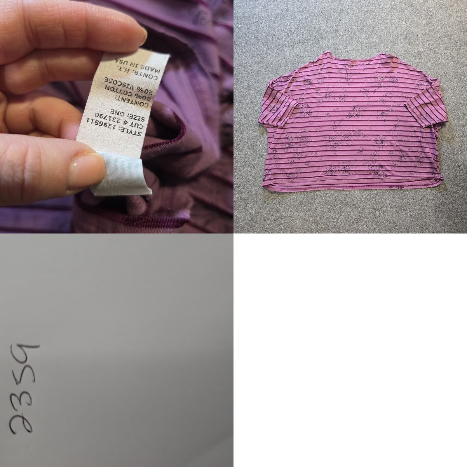 Pinko Cutloose Top Womens XL Pink Purple Striped Floral Boxy Short Sleeve Casual Shirt Size XL / US 12-14 / IT 48-50 - 8 Thumbnail