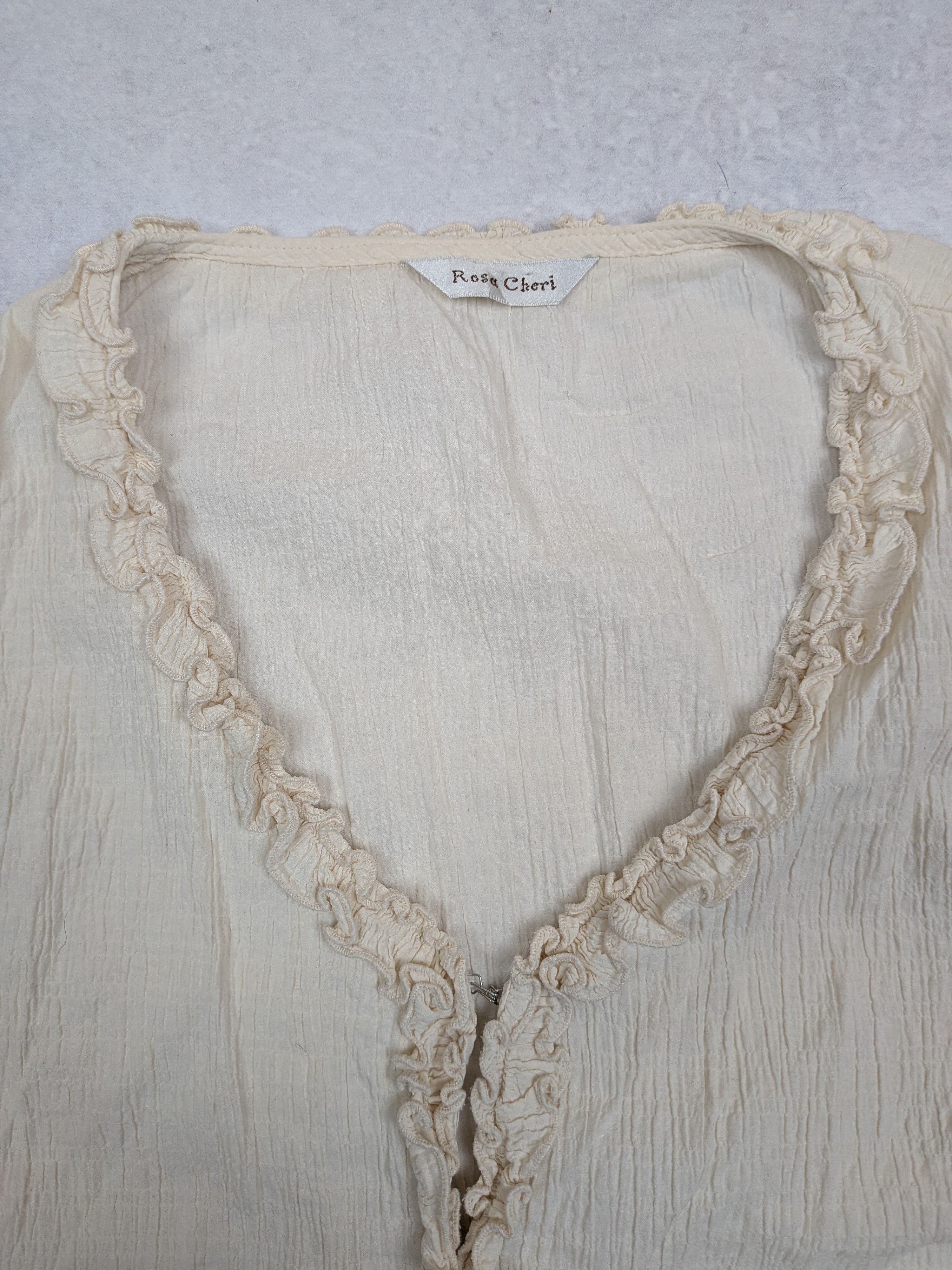 Other Rosa Cheri Vintage Cream Silk Blouse Flared Sleeves Size L M Size M / US 6-8 / IT 42-44 - 9 Thumbnail