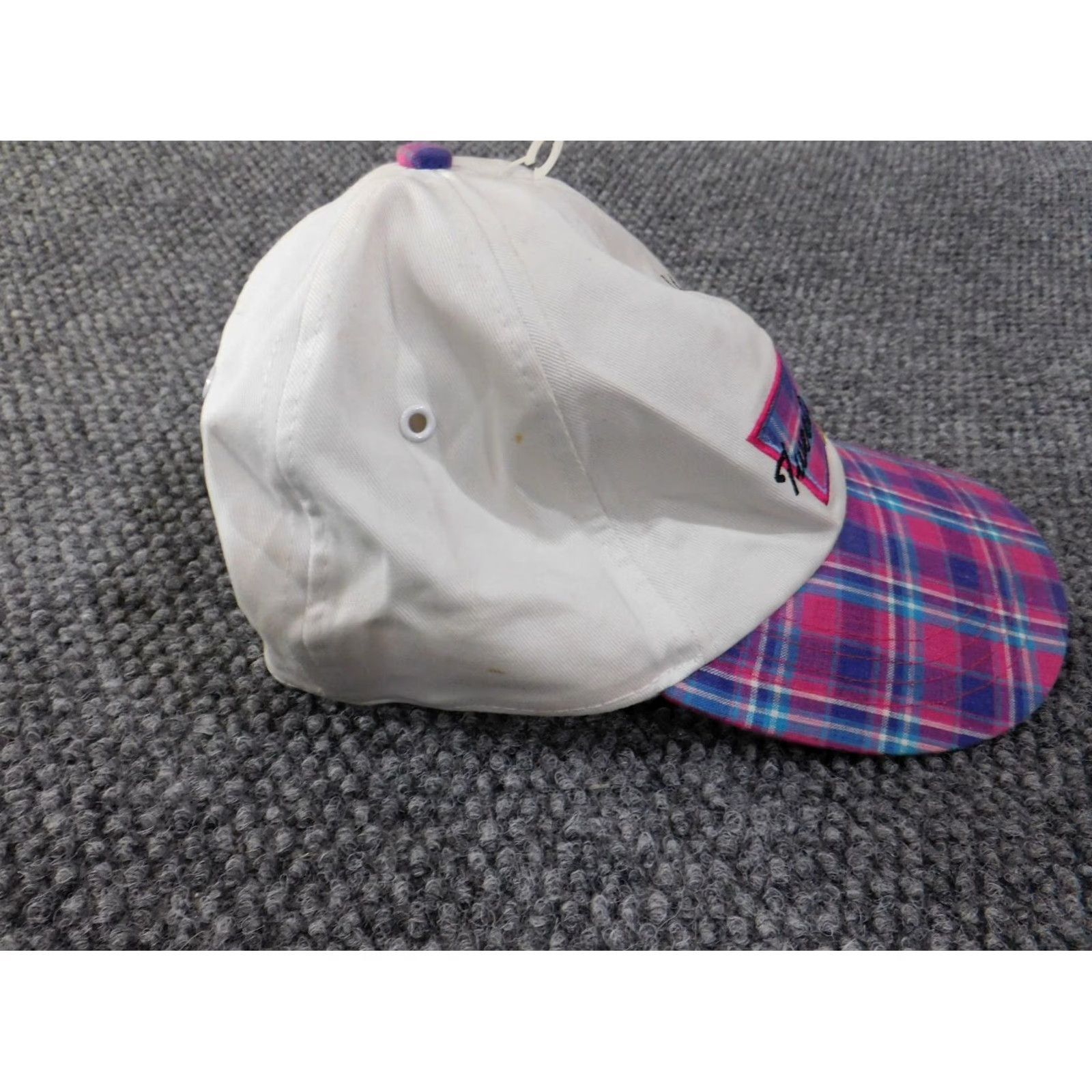 Vintage Looney Tunes Hat One Size White Vintage Plaid Cotton Polyester Adjustable Baseball Cap Women Size ONE SIZE - 5 Thumbnail