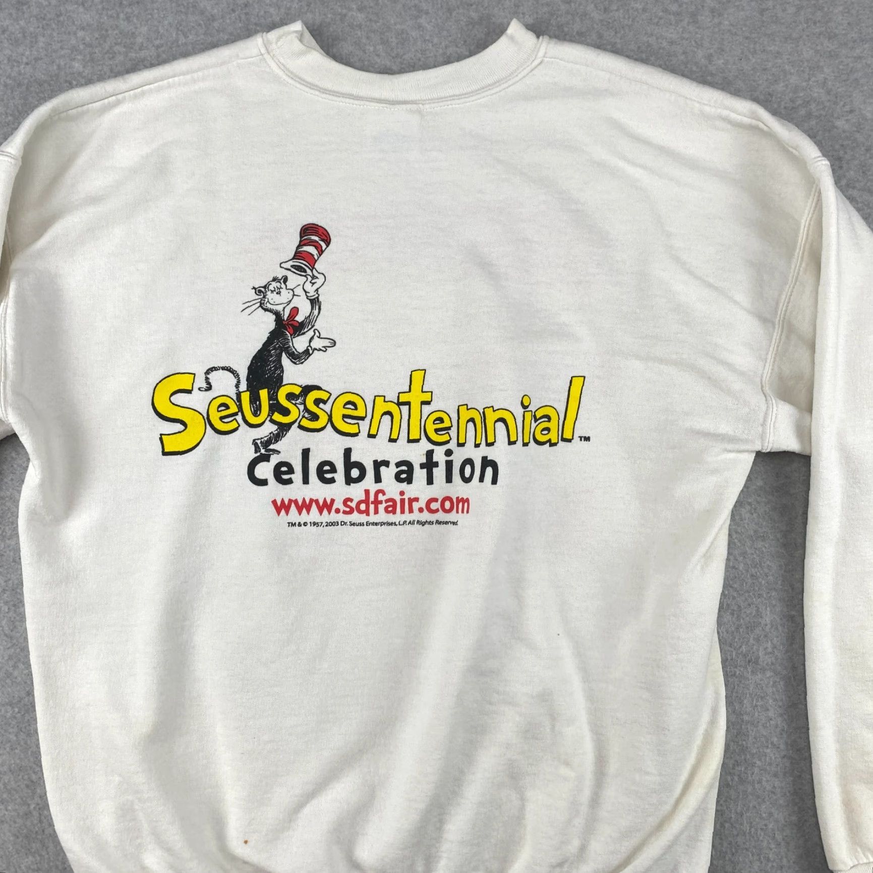 Hanes VINTAGE Hanes Sweatshirt Mens L White Dr Seuss San Diego County Fair Hoodie Pullover Graphic Print All Seasons Regular Fit Ski, Walk, Run Mens Size US L / EU 52-54 / 3 - 2 Thumbnail
