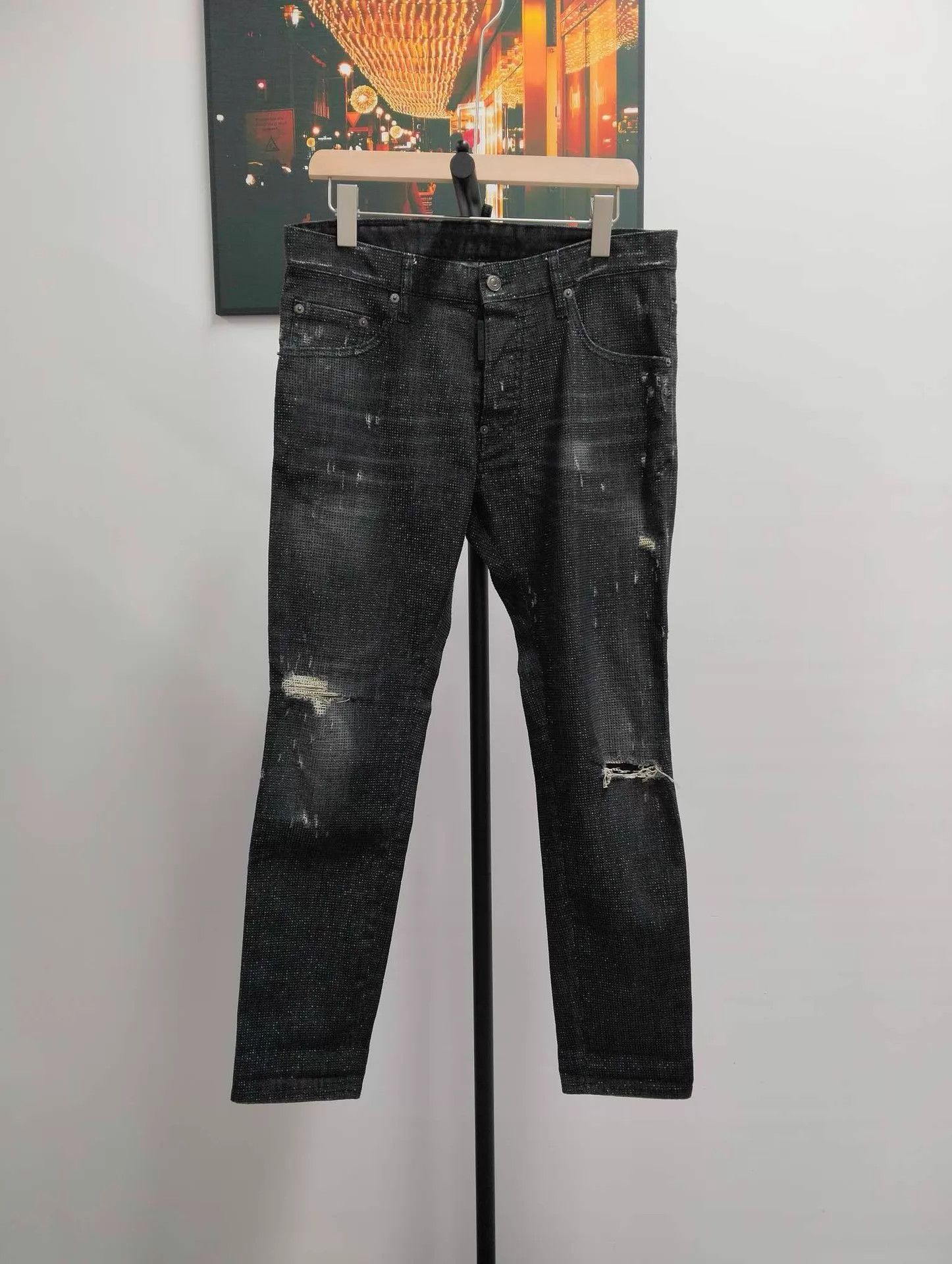Dsquared2 D2 heavily beaded black jeans 48 Size US 32 / EU 48 - 1 Thumbnail