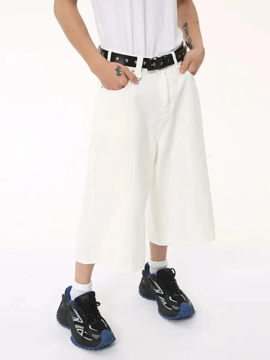 Japanese Brand Wide leg loose solid color denim shorts Size US 32 / EU 48 - 2 Thumbnail