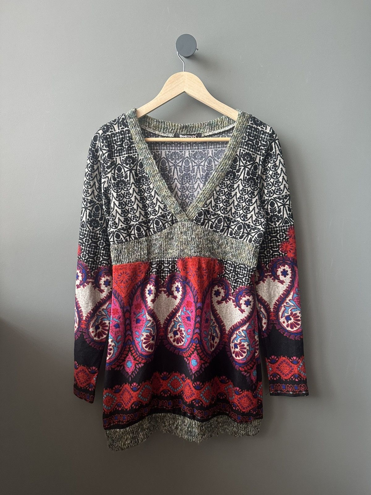 Vintage Punkyfish Boho Knit Paisley Tunic Dress Size L Size L / US 10 / IT 46 - 1 Thumbnail