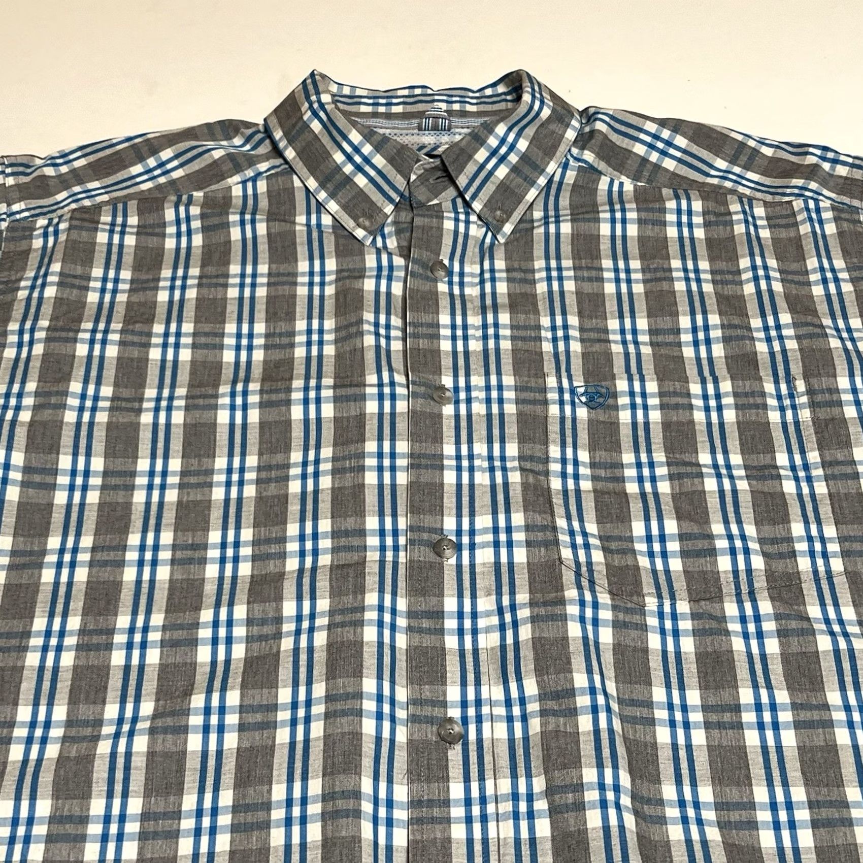 Ariat Ariat Pro Series Button Shirt Mens XL Blue Gray Plaid Long Sleeve Western Work Size US XL / EU 56 / 4 - 2 Thumbnail