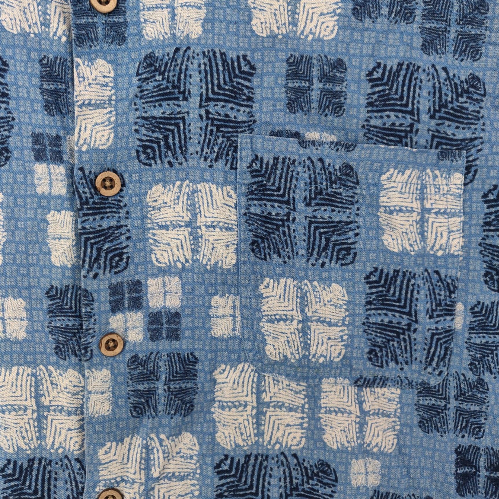 Nat Nast Nat Nast Shirt Mens Medium Blue Geometric Silk Blend Short Sleeve Button Casual Size US M / EU 48-50 / 2 - 7 Thumbnail