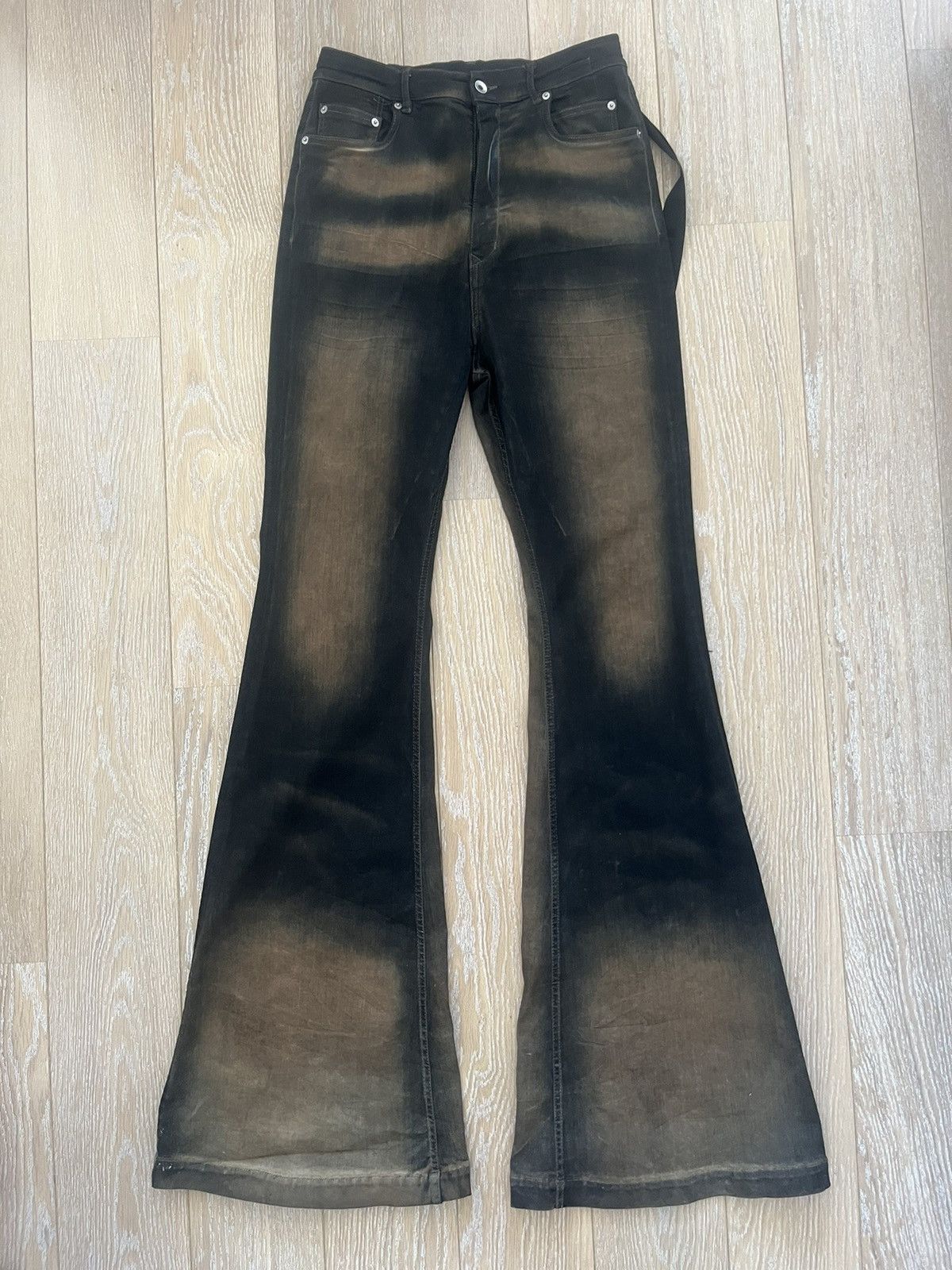 Rick Owens Rick Owens Luxor Mud Wash Bolan Bootcut Denim Size US 31 - 1 Thumbnail