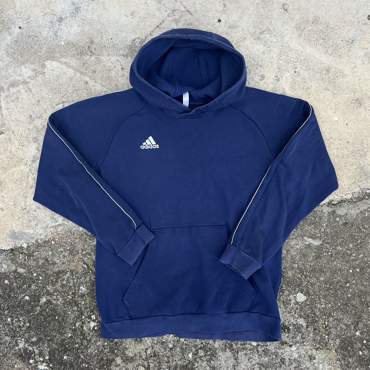 Adidas × Vintage Vintage Adidas Hoodie Navy Sweatshirt Sweater Y2K Size US L / EU 52-54 / 3 - 1 Thumbnail