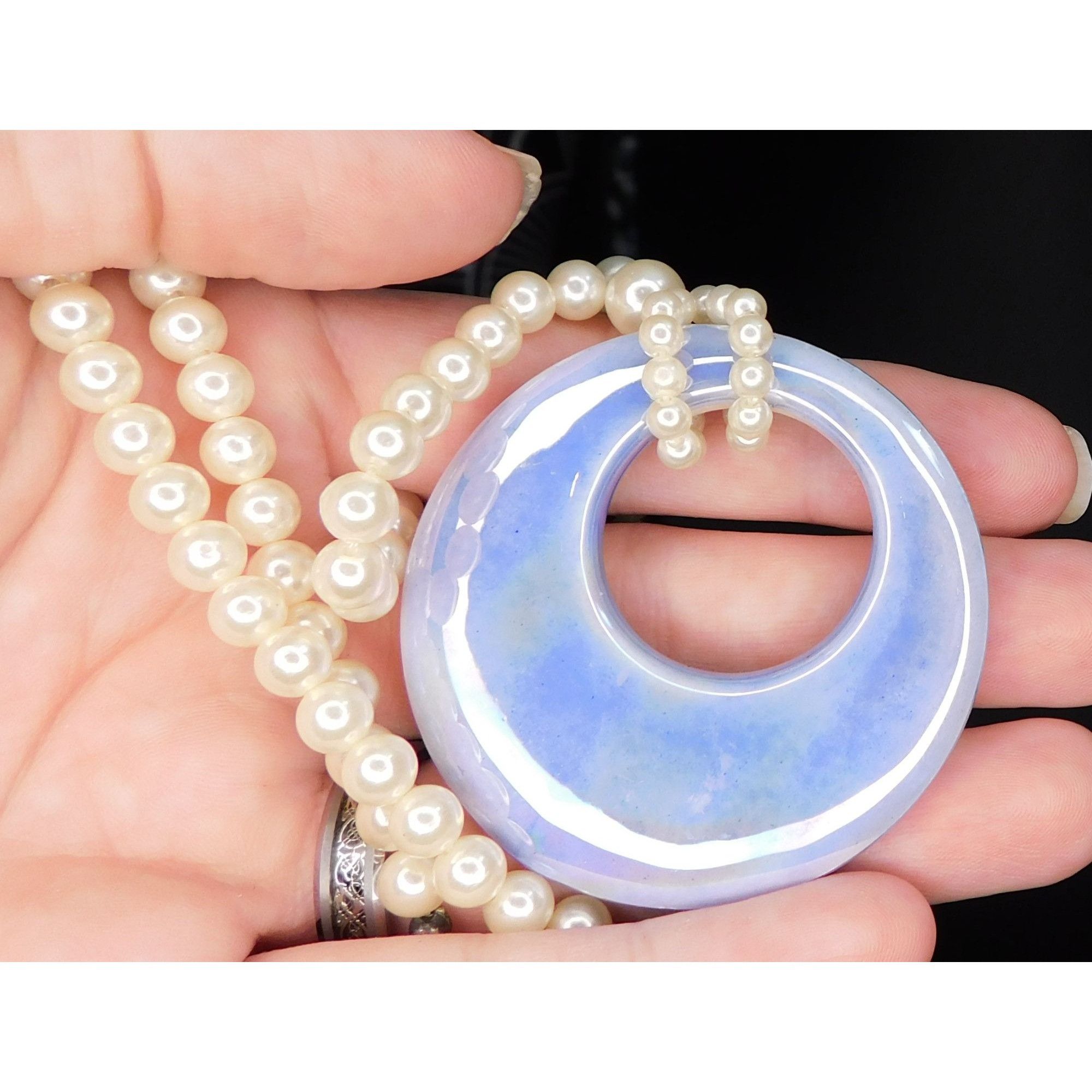 Other Ceramic Mermaidcore Purple Pendant Faux Pearl Beaded Necklac Size ONE SIZE - 4 Thumbnail