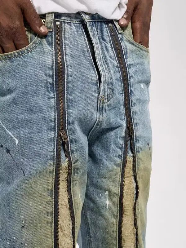 VIBE High street double zip washed distressed logging jeans Size US 32 / EU 48 - 4 Thumbnail