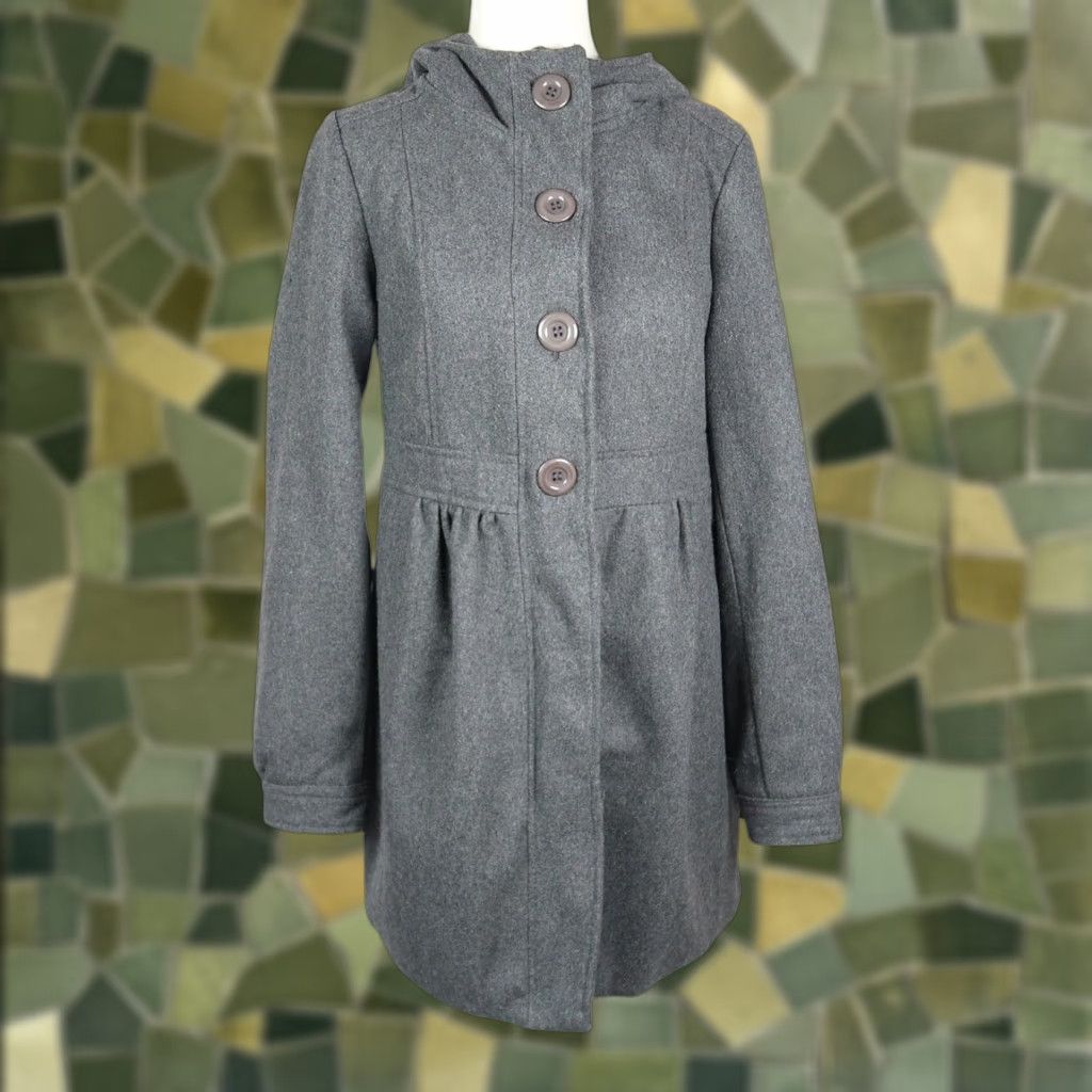 Forever 21 VINTAGE Forever 21 Jacket Wool Blend Hooded Charcoal Grey S Womens Overcoat Mid-Length Button Front Size S / US 4 / IT 40 - 1 Thumbnail