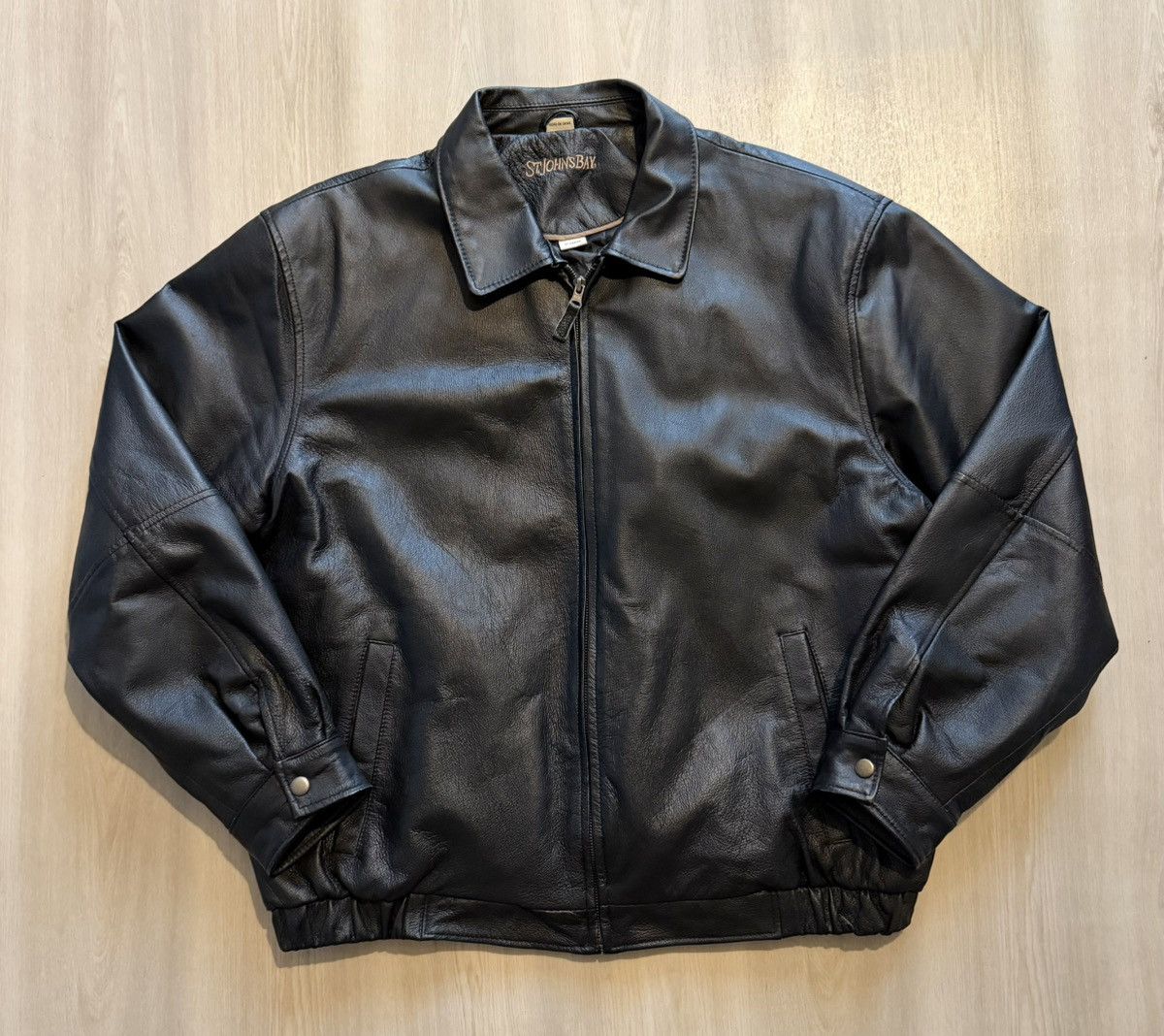 Vintage Vintage St. John's Bay Leather Bomber Quilted Lined Sz XL Size US XL / EU 56 / 4 - 1 Thumbnail
