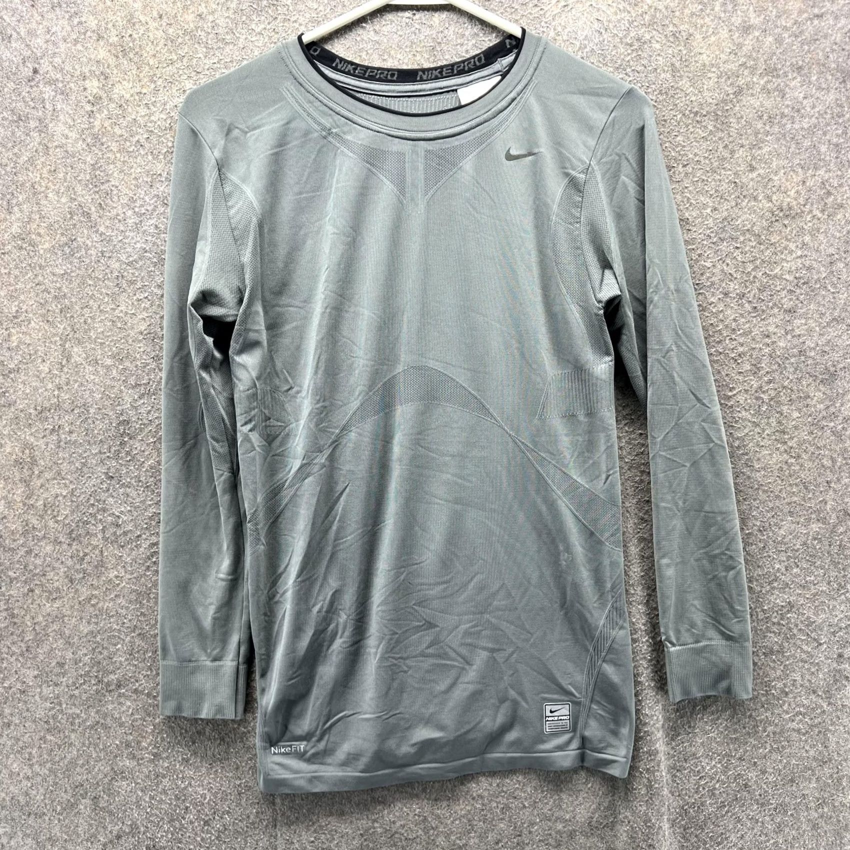 Nike Nike Pro Shirt Womens L Gray Long Sleeve Athletic Top Size L / US 10 / IT 46 - 2 Thumbnail