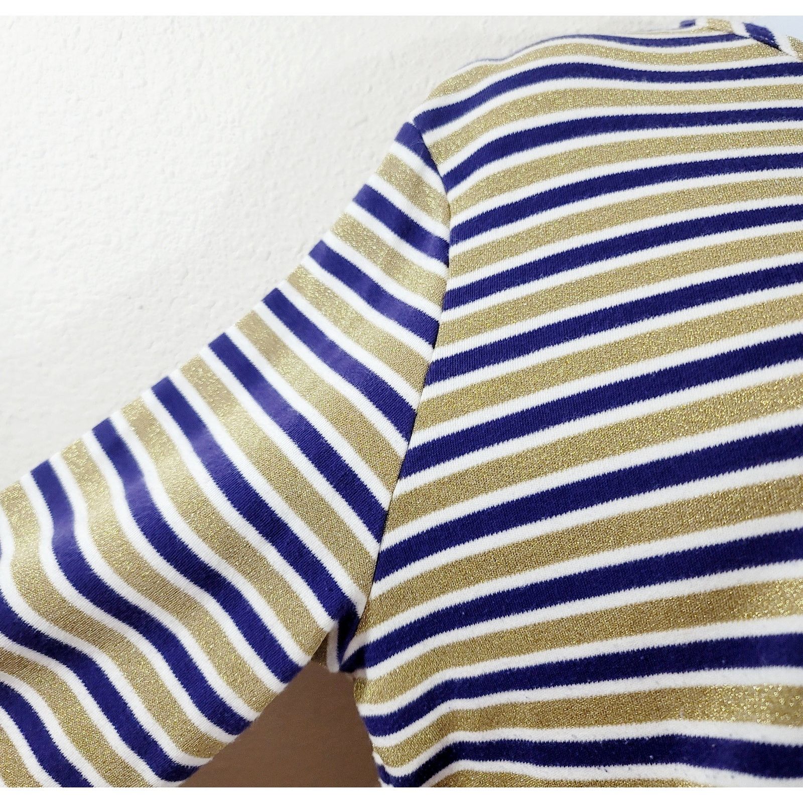 Other Draper's & Damon's Blue Gold Striped 3/4 Sleeves Top Large Size L / US 10 / IT 46 - 6 Thumbnail