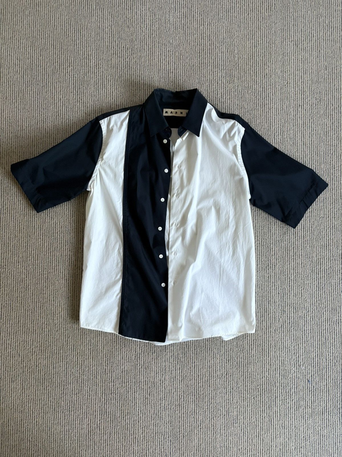 Navy Colour Block Short Sleeve Shirt
