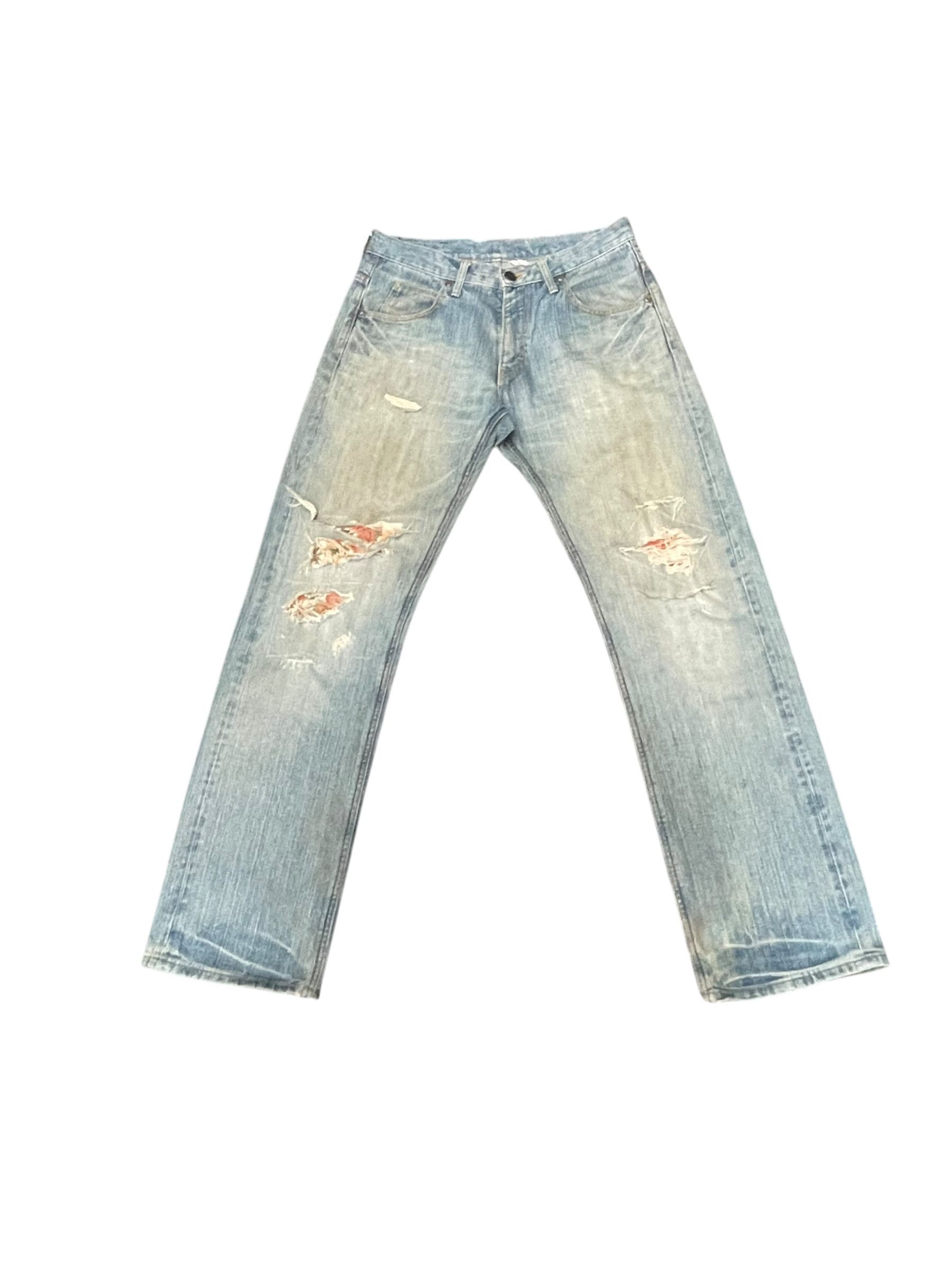 Vintage Lee 101 Faded Distresed Patched