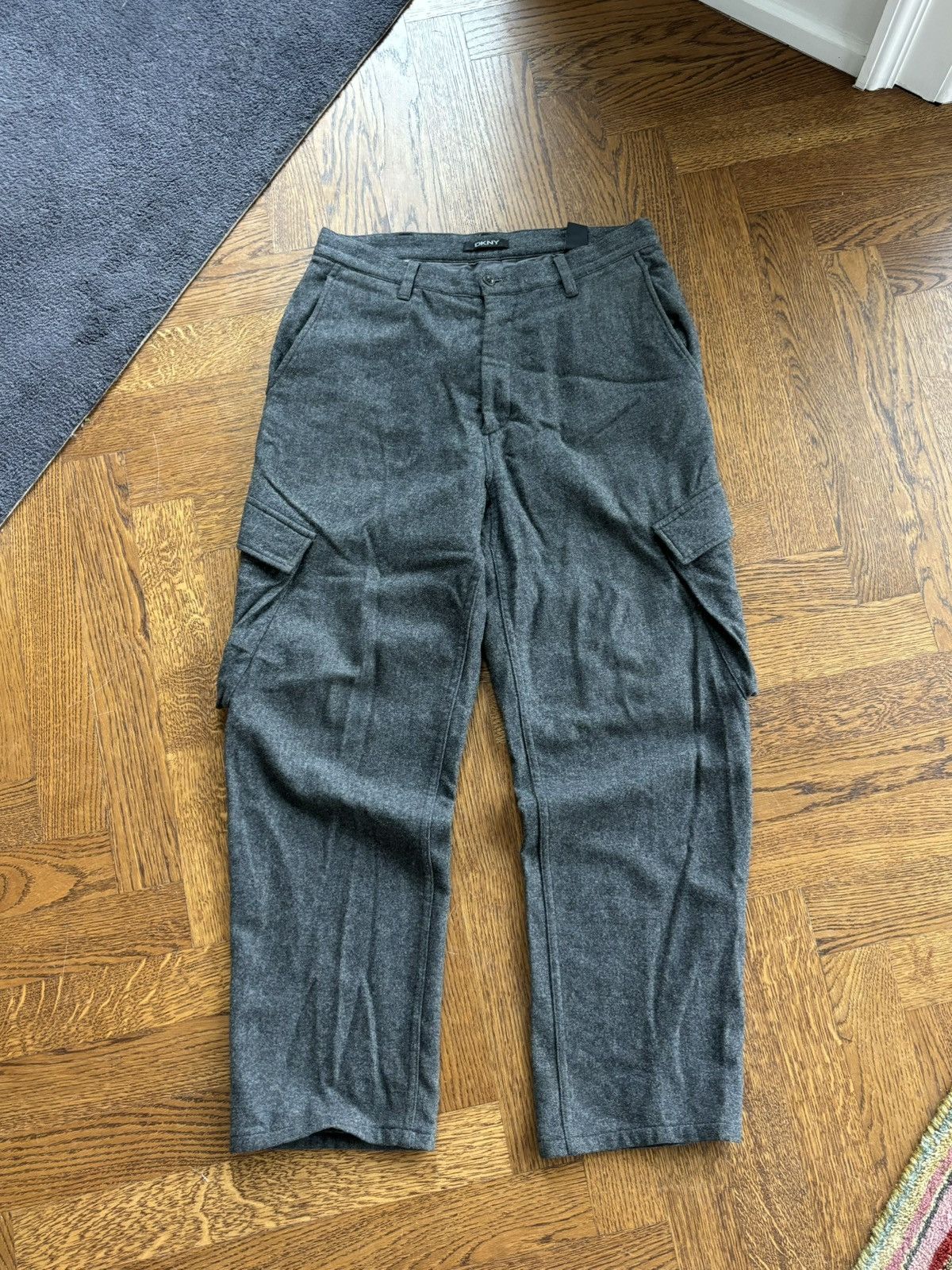 DKNY × Donna Karan × Vintage 1990s DKNY Vintage Cargo Pants Heavyweight Wool 2000s 90s Size US 31 - 4 Thumbnail
