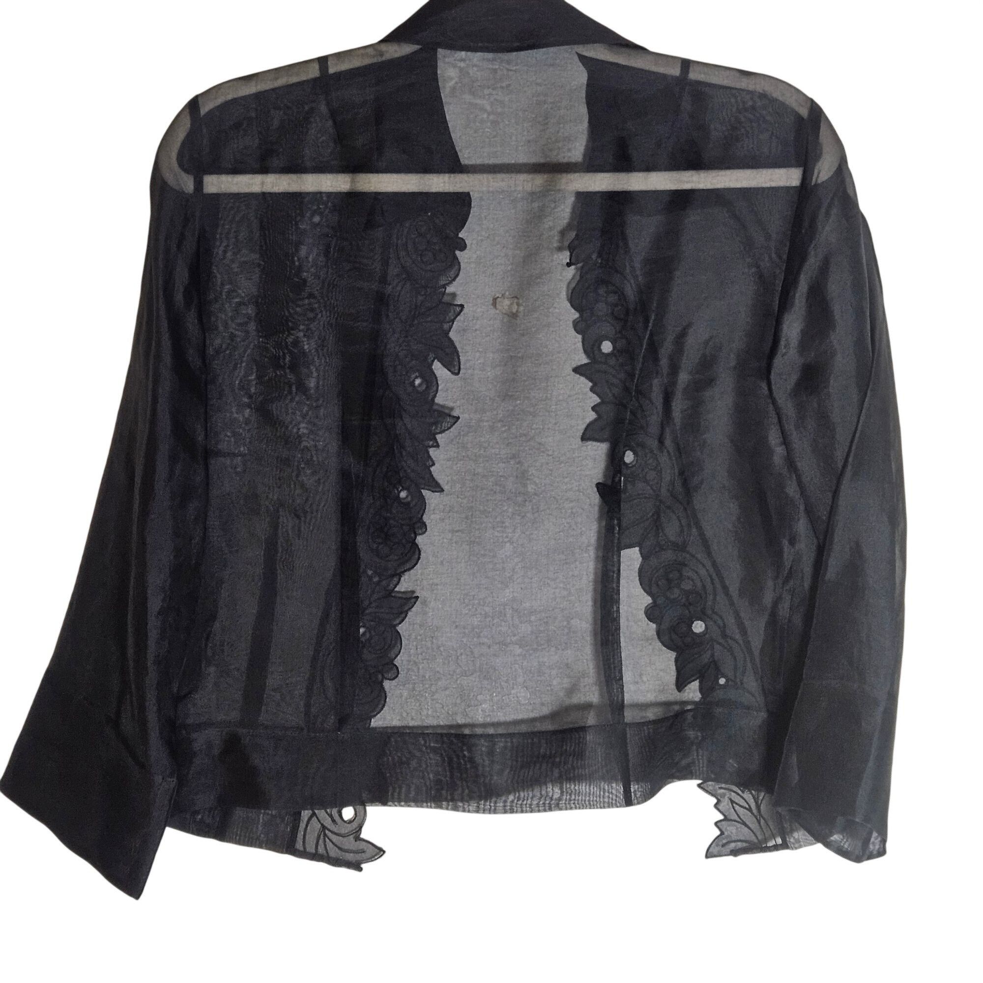 Other Vintage Y2K Sheer Black Embroidered Jacket XS Whimsygoth Fai Size XS / US 0-2 / IT 36-38 - 3 Thumbnail